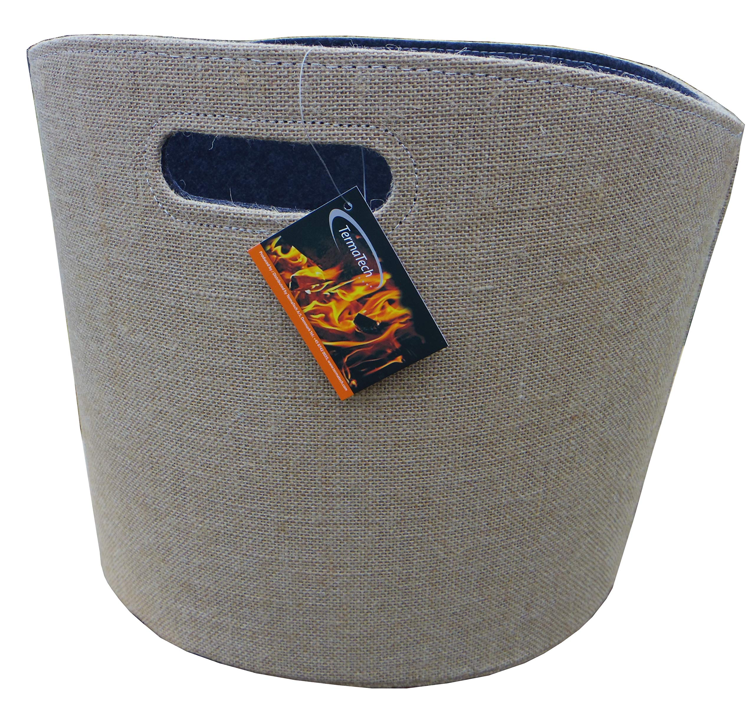 Holzkorb aus Jute beige und Filz grau rund von TermaTech