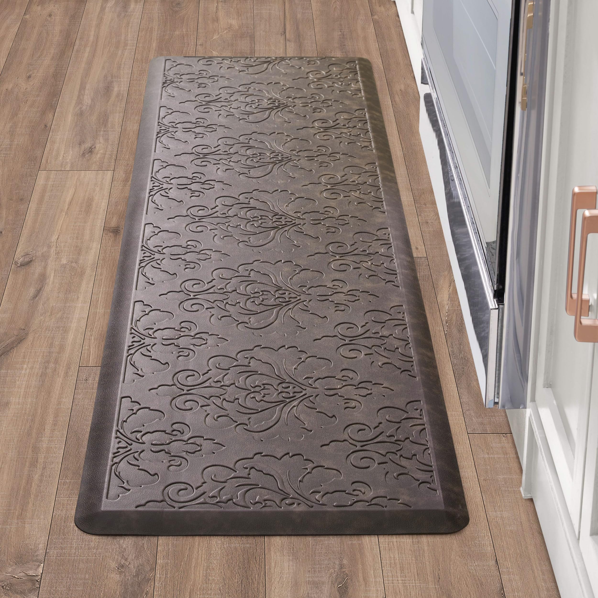 Chef Gear - Anti-Fatigue Wellness Kitchen Mat - Marni Design - Cushioned Comfort Chef Mat - Faux Leather - Cooking & Standing Relief -Skid-Resistant -