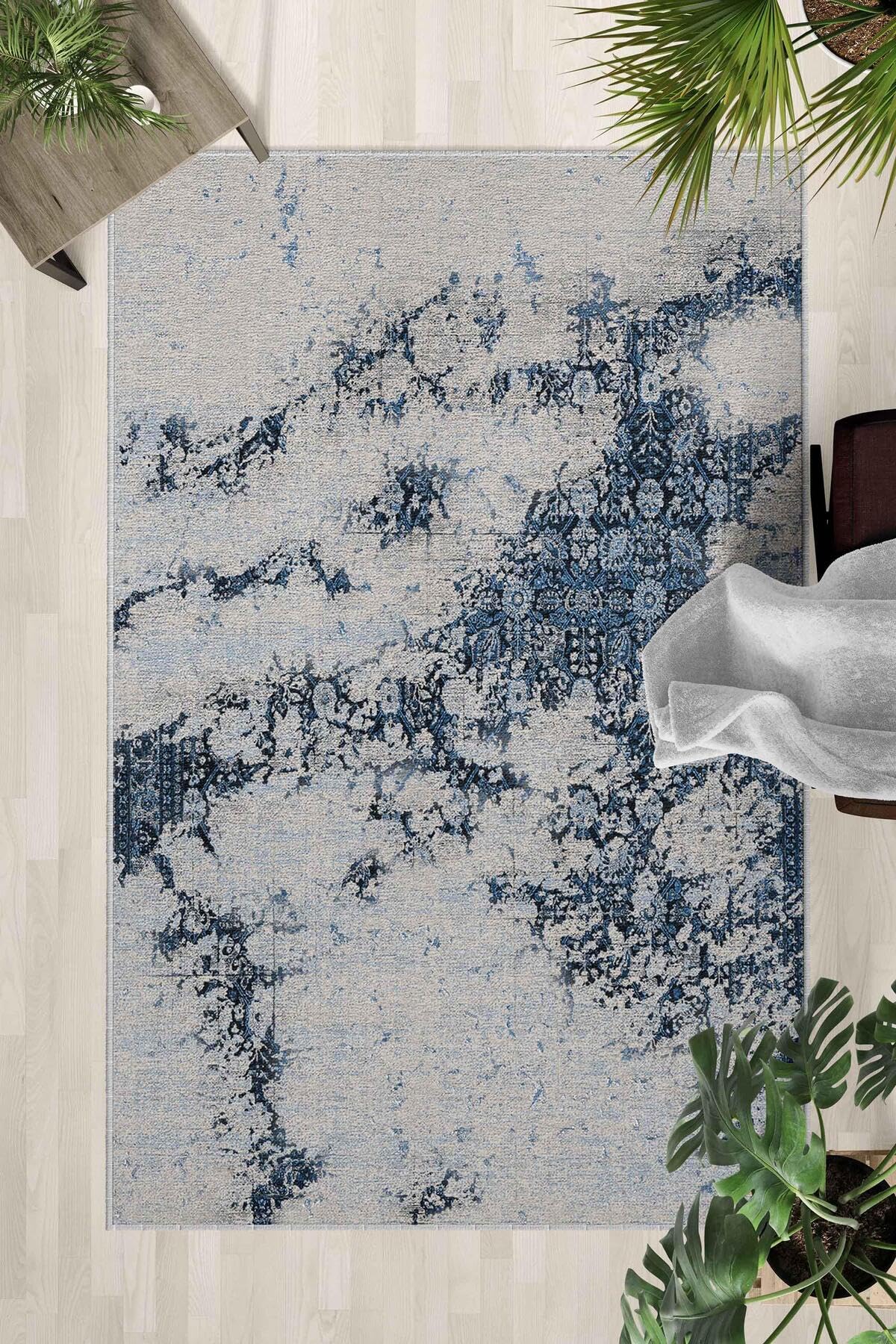 Monnhein Çok Renkli Halı 0064 - Yıkanabilir, Kaymaz Taban, Dijital Baskılı, Leke Tutmaz, İnce Hav, Modern Salon, Oturma Odası, Yatak Odası ve Mutfak için Dekoratif Halı