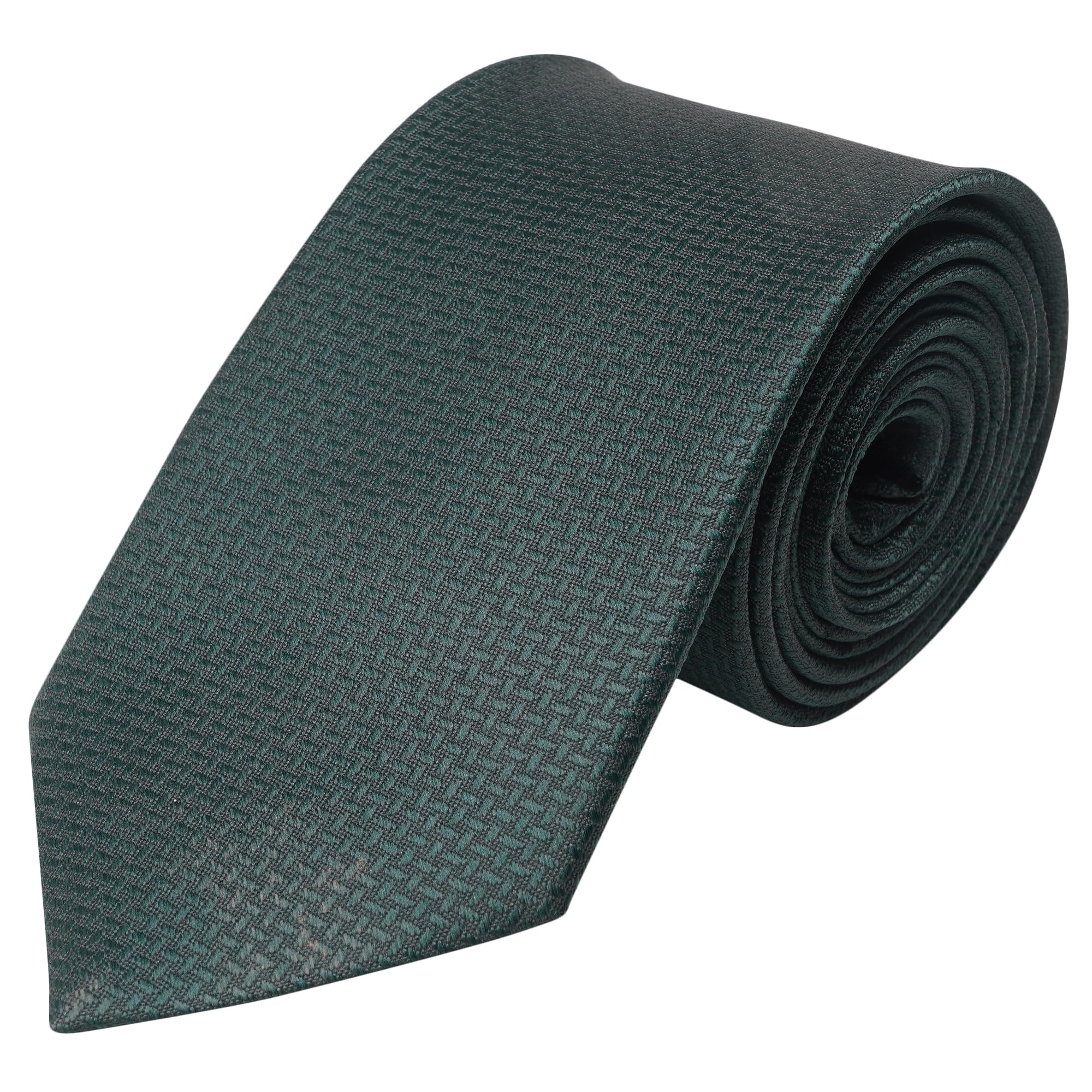 calixto Mens Microfibre, Smooth Fabric Criss Cross Design Dark Green Neck Tie & Pocket Square With Leatherite Gift Box-picture-55