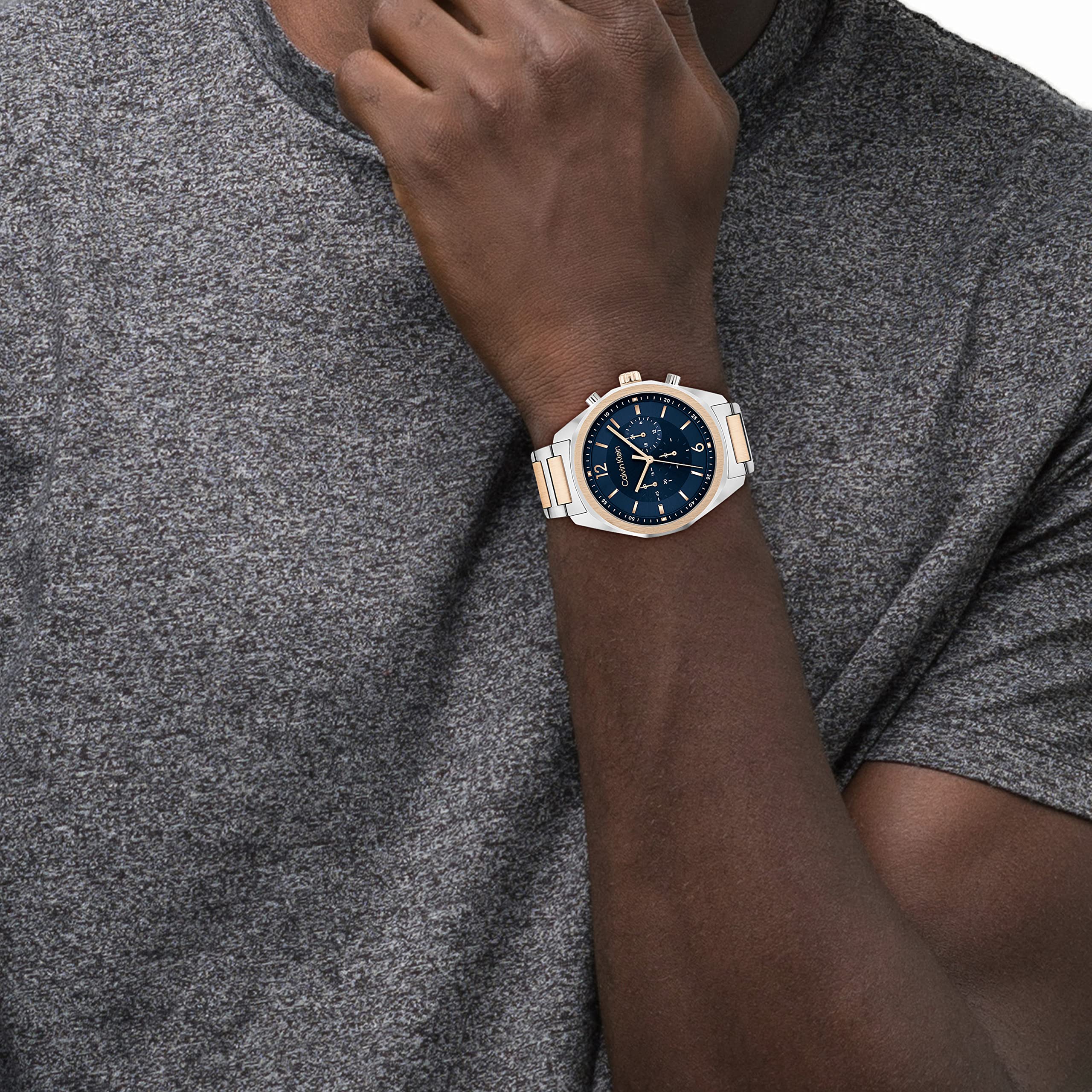 Calvin Klein Reloj Cronógrafo de Cuarzo para Hombre Colección CK Force con Correa de Acero Inoxidable