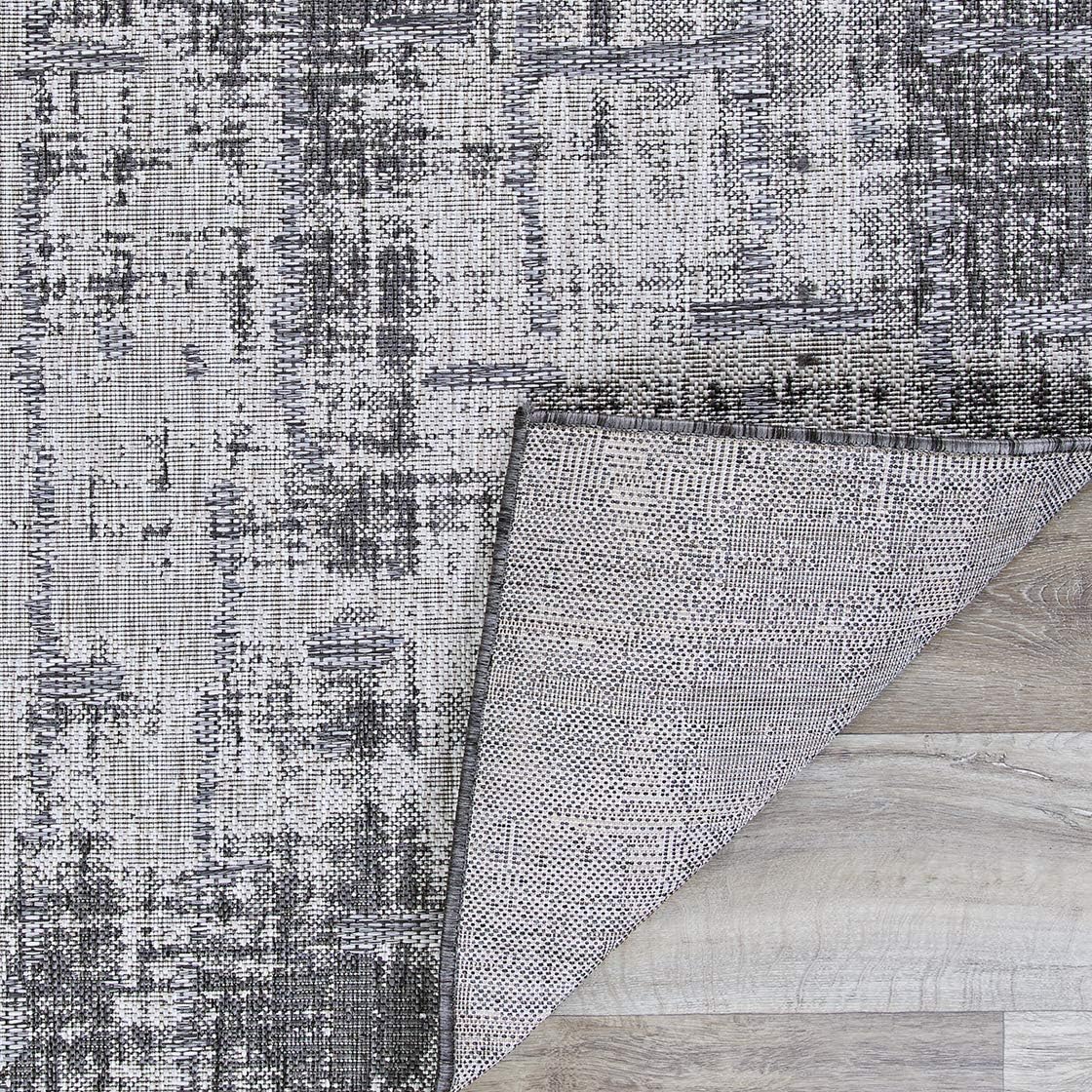 Couristan Charm Tiverton 5'3" x 7'6" Anthracite Light Gray Indoor Outdoor Area Rug - Abstract Distressed, Hose Washable Flat Weave, UV-Protected, Living Room Bedroom Patio