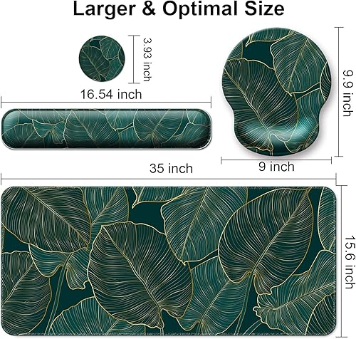 Miniatura 6 de Alfombrilla para mouse + alfombrilla de escritorio + reposamuñecas para teclado + posavasos 4 en 1, bonita alfombrilla de mouse ergonómica grande