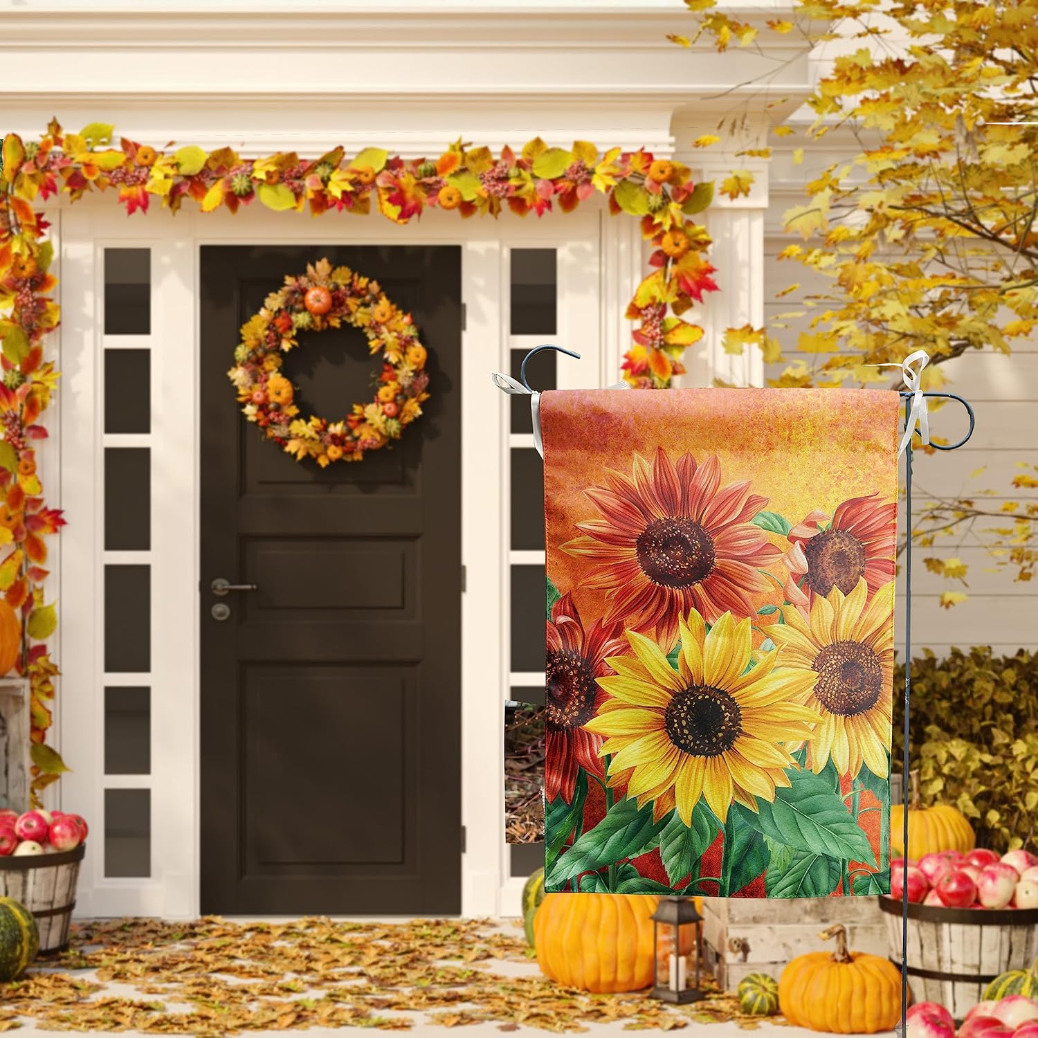 Fall Garden Flag Sunflower Yard Flag for Outside Late Summer Flags 12x18 Double Sided Welcome Autumn Thanksgiving Holiday Outdoor Decorations - Image 7