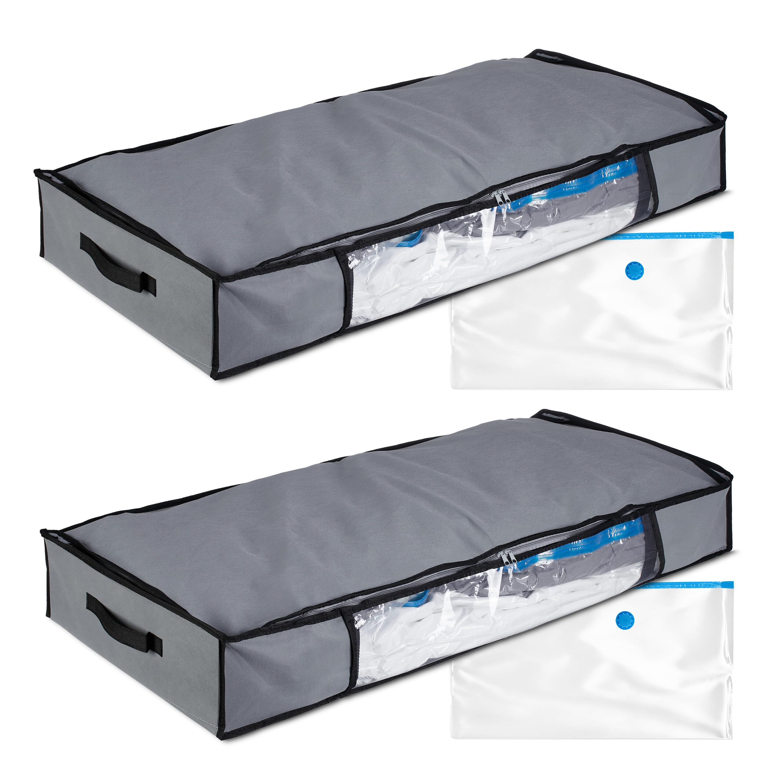 Opbergdoos voor onder het bed, 2 stuks onderbedcommode met kijkvenster