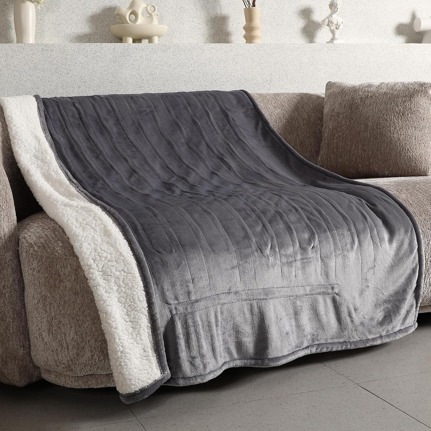 SUNMME Manta Suave,Manta De Piel Sintética,Manta Sofa Invierno,Gruesa Calentita Mantas Para Cama,Aspecto De Piel,Color Natural,Duradero,para Cama O