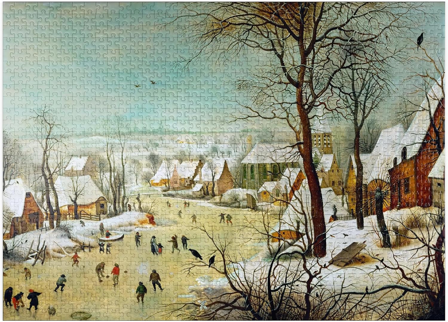 MyPuzzle Winter Landscape with Skaters - 1565 By Pieter Bruegel The Elder - Premium 1000 Piece Jigsaw Puzzle for Adults