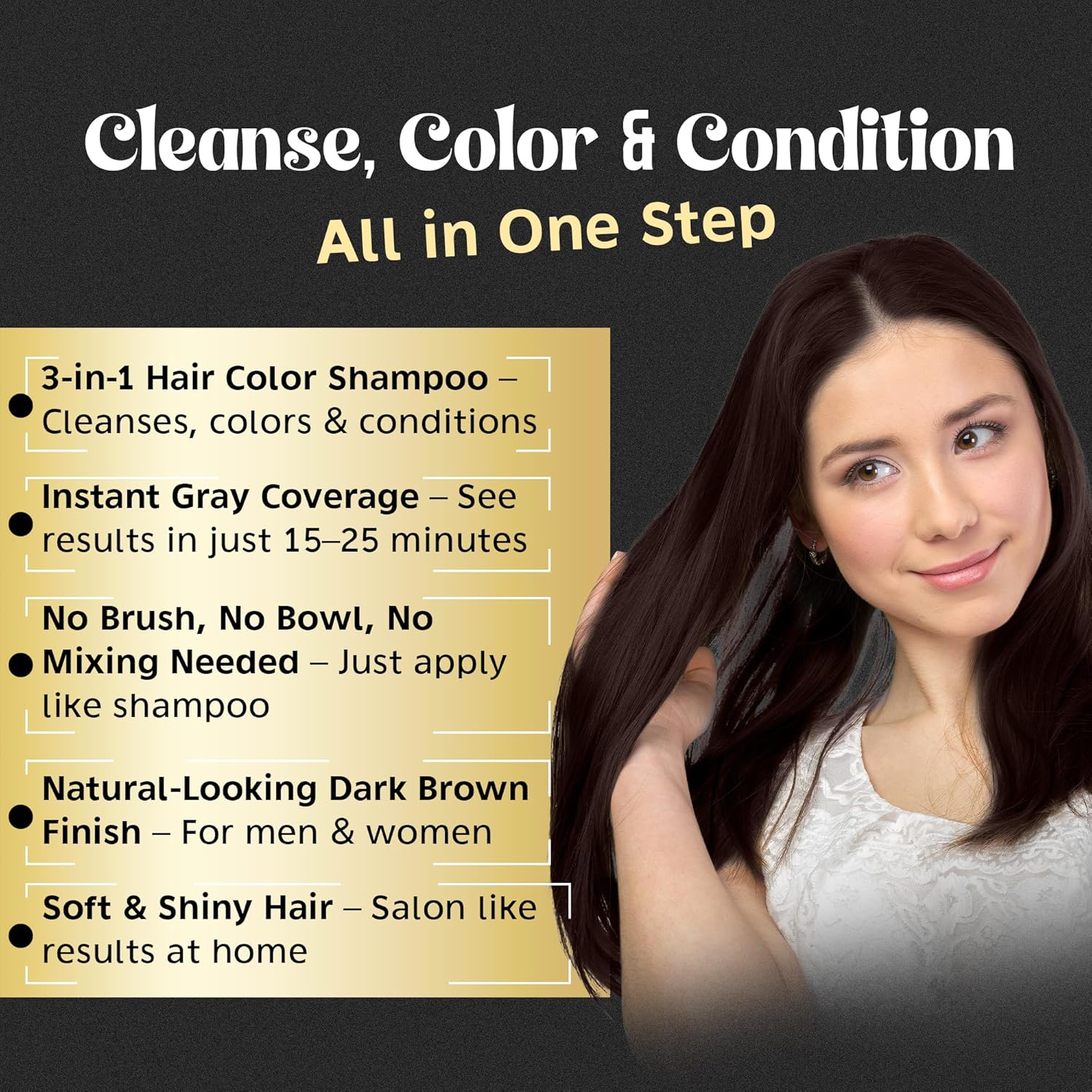 Herbishh Hair Color Shampoo for Gray Hair – Natural Hair Dye Shampoo – Colors Hair in Minutes – Lasts Up To 3-4 Weeks – 500ML – 3-In-1 Hair Color – Colors, Cleanses, and Conditions (Dark Coffee)