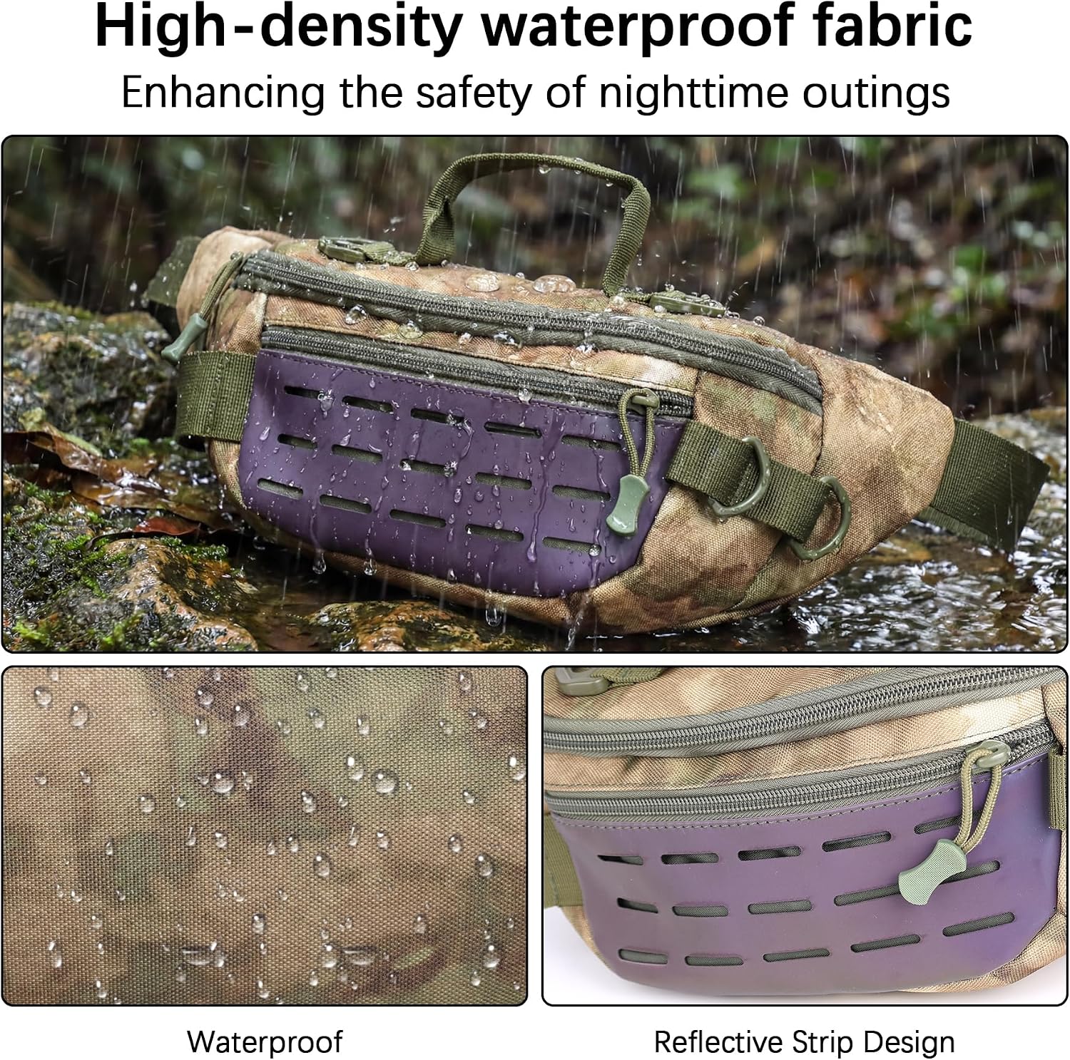 Tactical Fanny Pack for Men Women - 5L Waterproof Multifunctional Tactical Waist Hip Crossbody Bag for Outdoor Cycling Hiking Hunting,Urban Rubble Camo