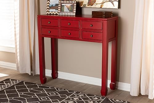 Miniatura 2 de Baxton Studio Framboise - Mesa consola, color rojo