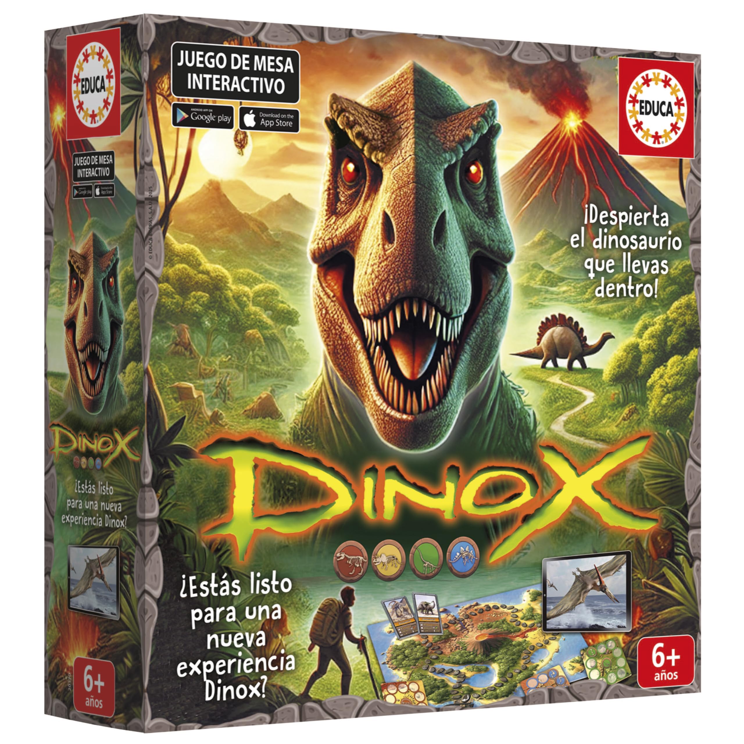 Educa - Dinox Juego de Mesa Interactivo Dinosaurios | Preguntas de Dinosaurios para niños Que despiertan la curiosidad | Juego Educativo de Dinosaurios | A Partir de 6 años (20379)