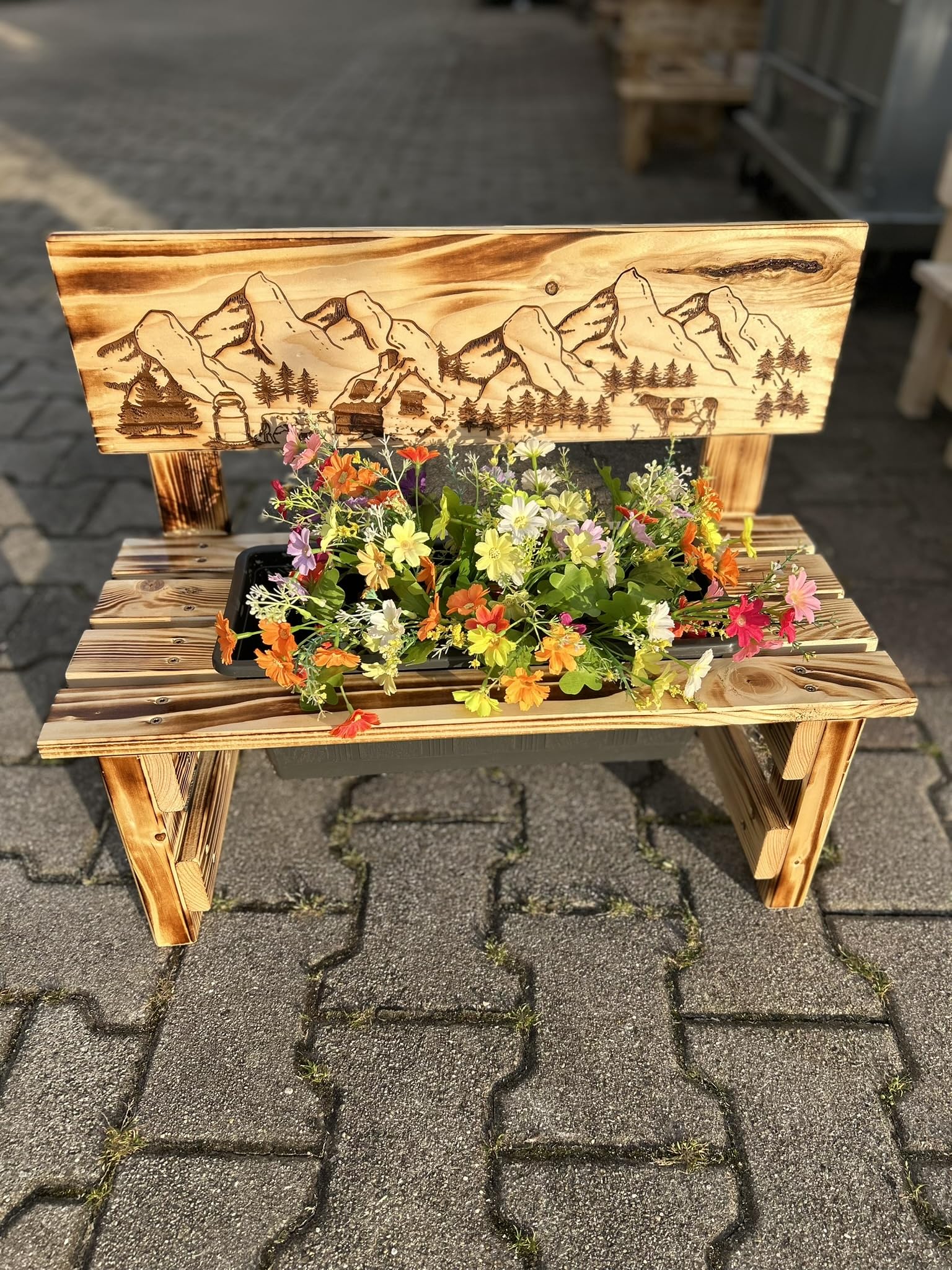 Generisch Personalisierte Blumenbank aus Holz – Pflanzbank mit Namensgravur – Dekorative Pflanzenbank für Innen & Außen - Outdoor Garten Oma Mama Muttertag Geburtstag Geschenk Hochzeit