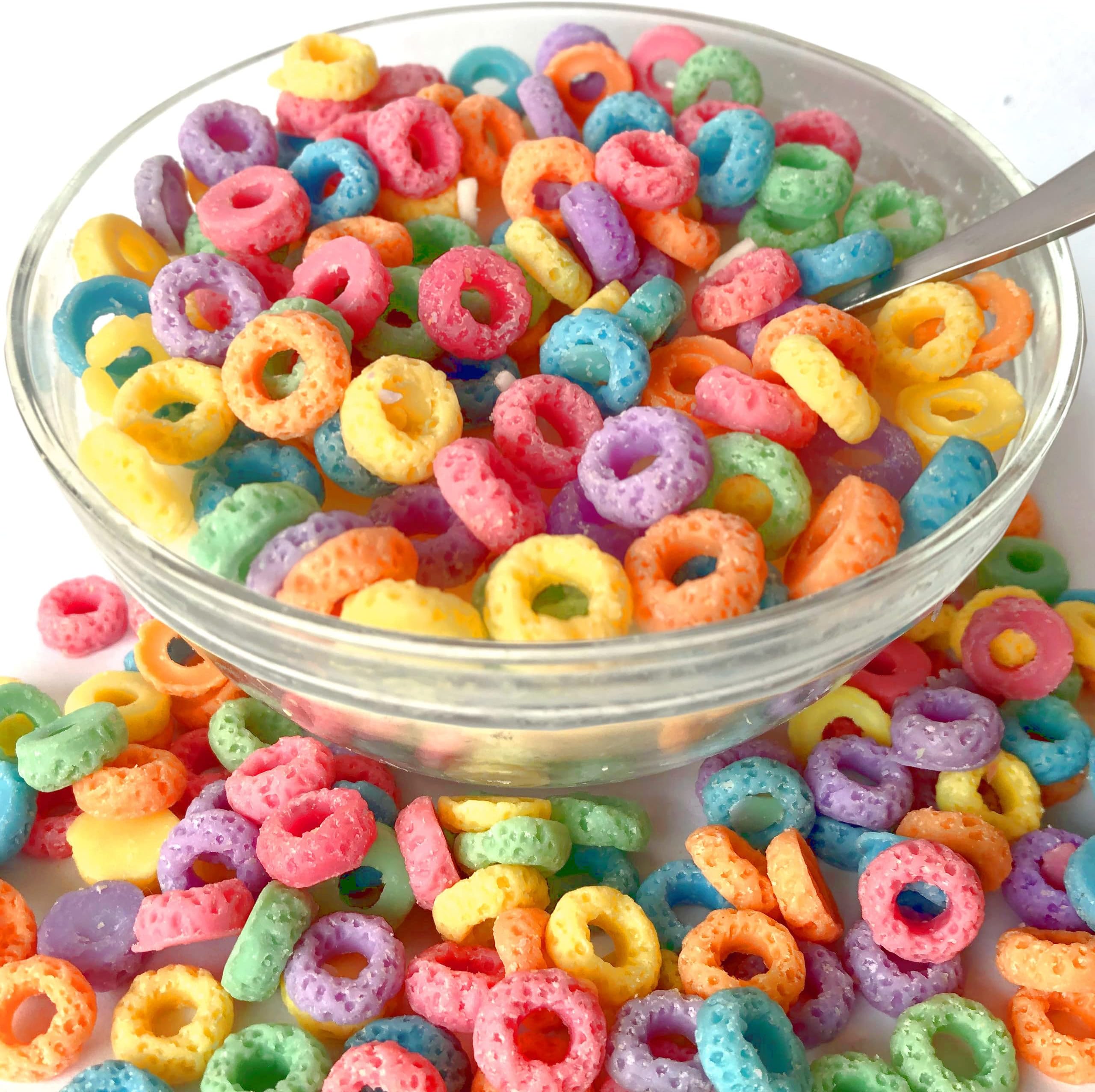 Cereal Candle with Spoon Like Fruit Loops Candle Bowl Froot Loop Gifts Fruit Fruity Scented Funny Novelty Food Cute Candles Fun Cool Cereal Bowl Candle