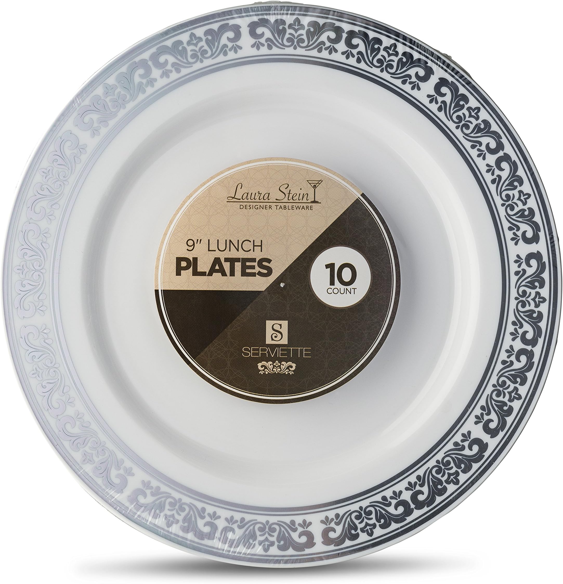 Laura Stein Designer Tableware Serviette Series Hot Stamp Plastic Disposable Party Plates 9'' INCH PLATES SRT-P9S