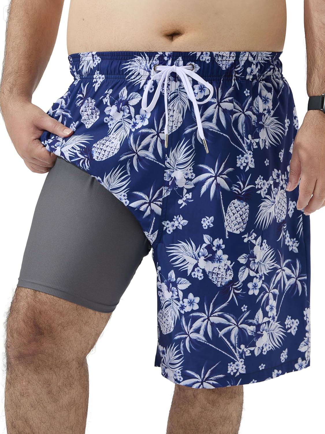 Arcweg Mens Big and Tall Swim Trunks with Mesh Liner 9 inch Plus Size Quick Dry Bathing Suits Swim Shorts for Men 1X-6X