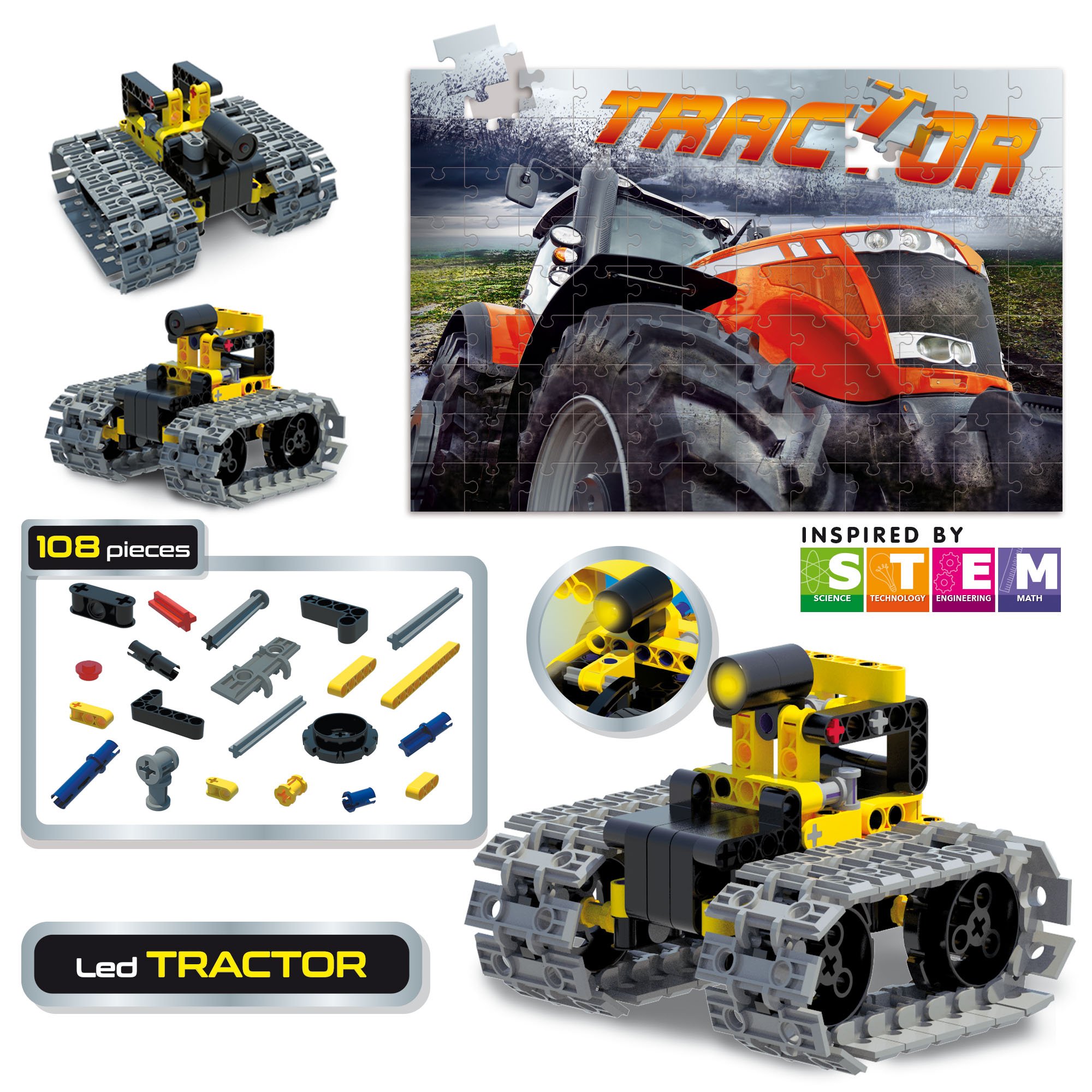 Liscianigiochi Giochi, 66124.0, Scienza Hi Tech, Hightech-Spielzeug, Mini-Konstruktion Traktor mit LED