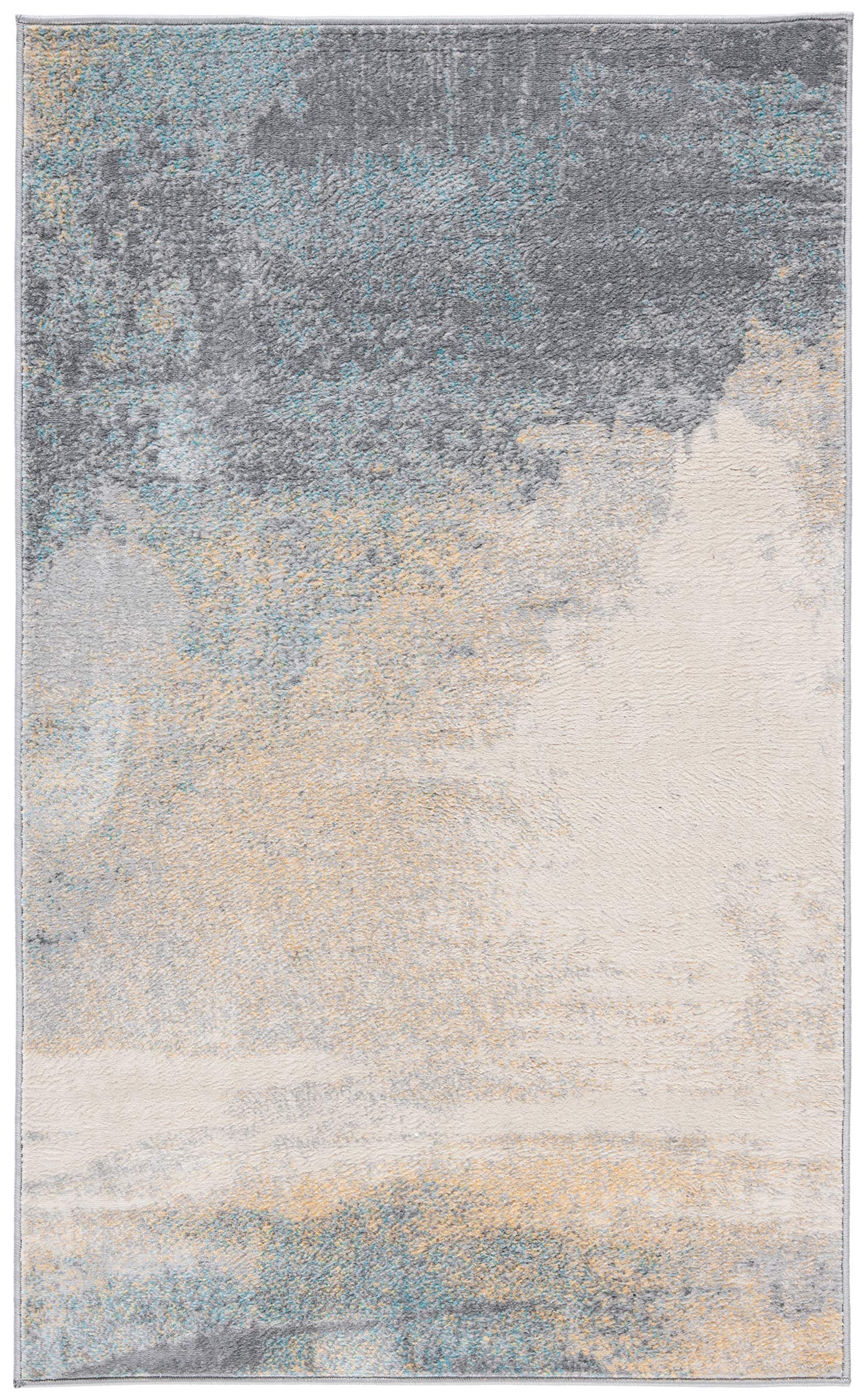Safavieh Abstract Rug for Living Room Dining Room, Bedroom - Jasper Collection, Short Pile, in Grey and Gold, 75 x 120 cm - Image 4