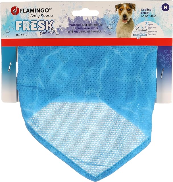 Foto 4 de 6 de Perro Collar - Bandana refrescante Azul M 70x25 cm - poliéster Transpirable - Efecto refrescante - 3 Capas