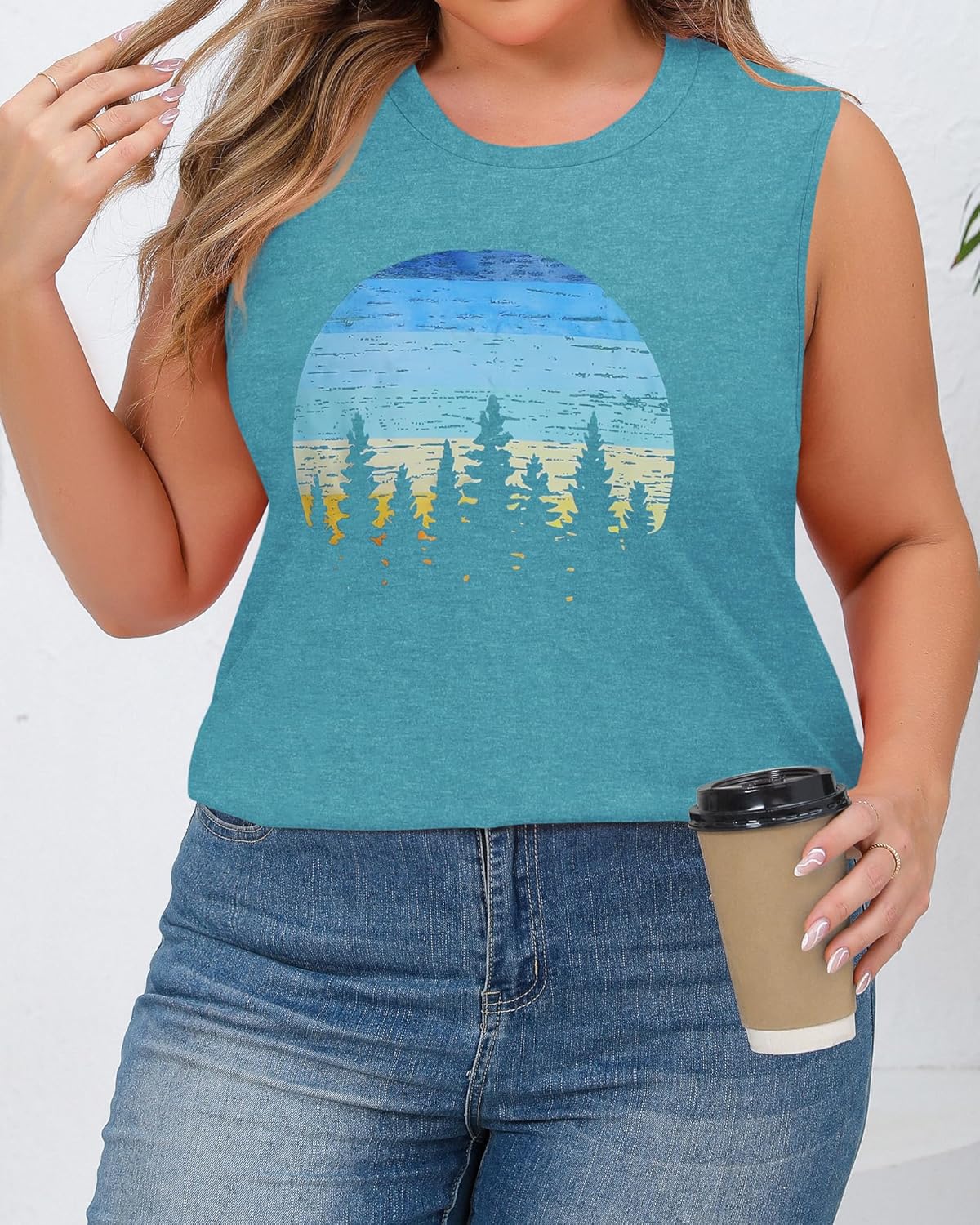 JOELLYUS Women Plus Size Tank Tops Summer Sleeveless Top Crew Neck Casual Blouse Oversized Shirts - Image 7