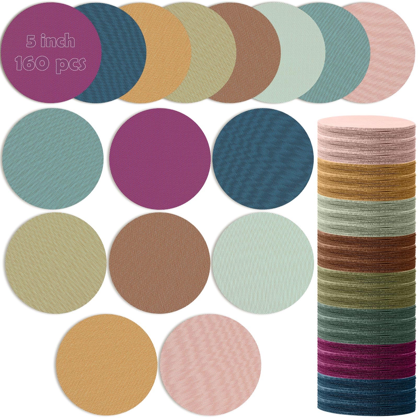 Zhanmai 160 Pcs 5'' Carpet Markers Multicolor Spot Circle Markers Hook and Loop Adhesion Line Spots for Classroom Floor Kindergarten Early Childhood Education Materials Classroom Decoration