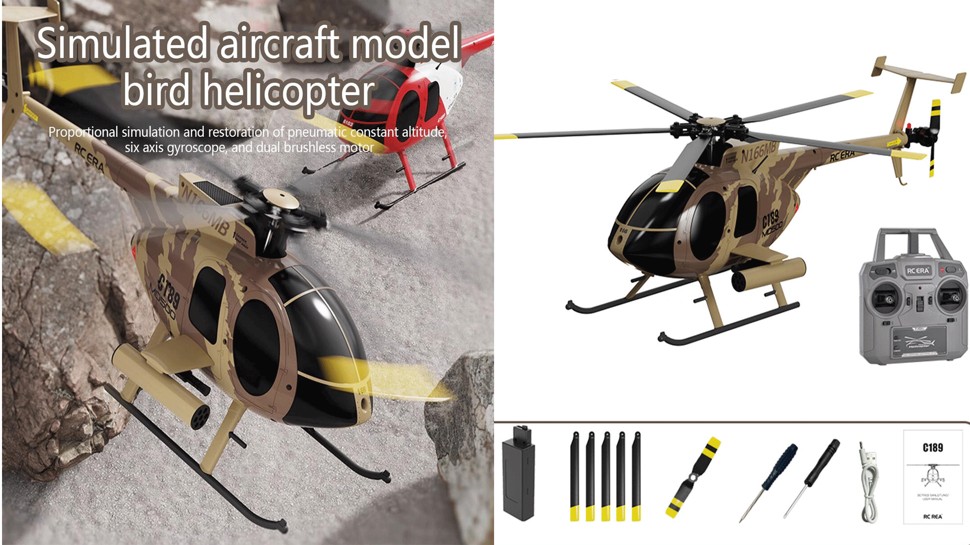 GoolRC C189 RC Helicopter - 4CH Remote Control MD500 With Dual Brushless Motors & 6-Axis Gyro