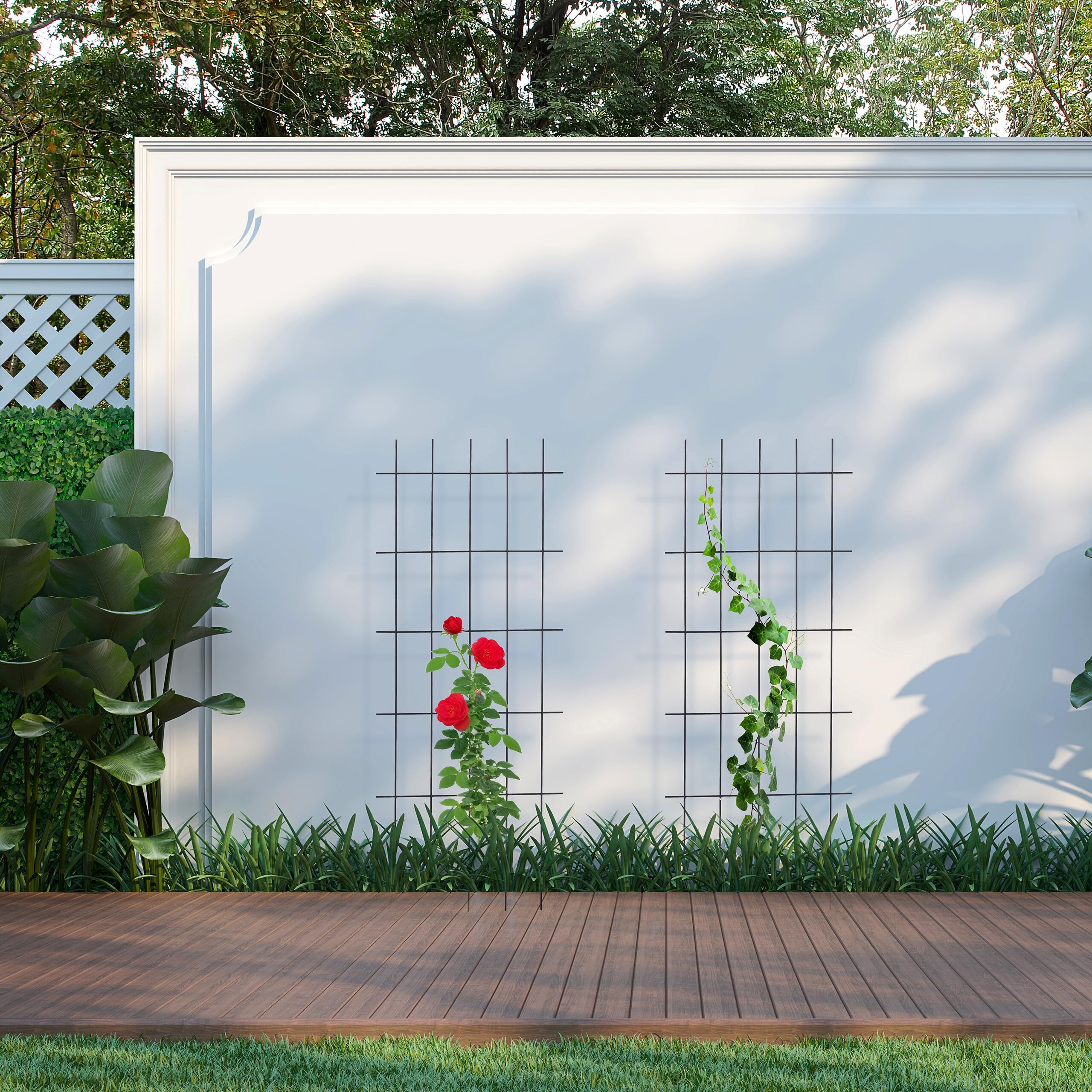Relaxdays Rankgitter 2er Set, Garten, HB 150x60 cm, Rankhilfe Kletterpflanzen, freistehend, zum Stecken, Metall, schwarz