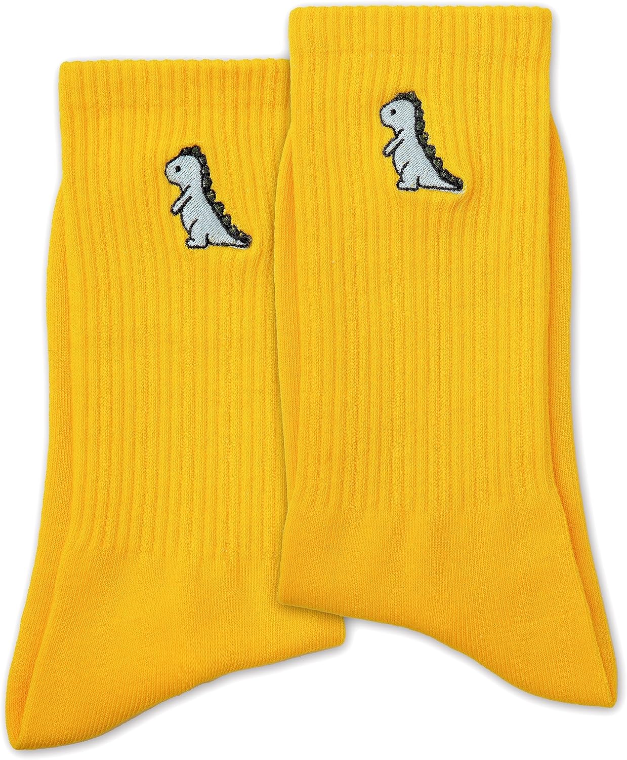vohiro Yellow Dinosaur Socks, Cute Animal Design Cotton