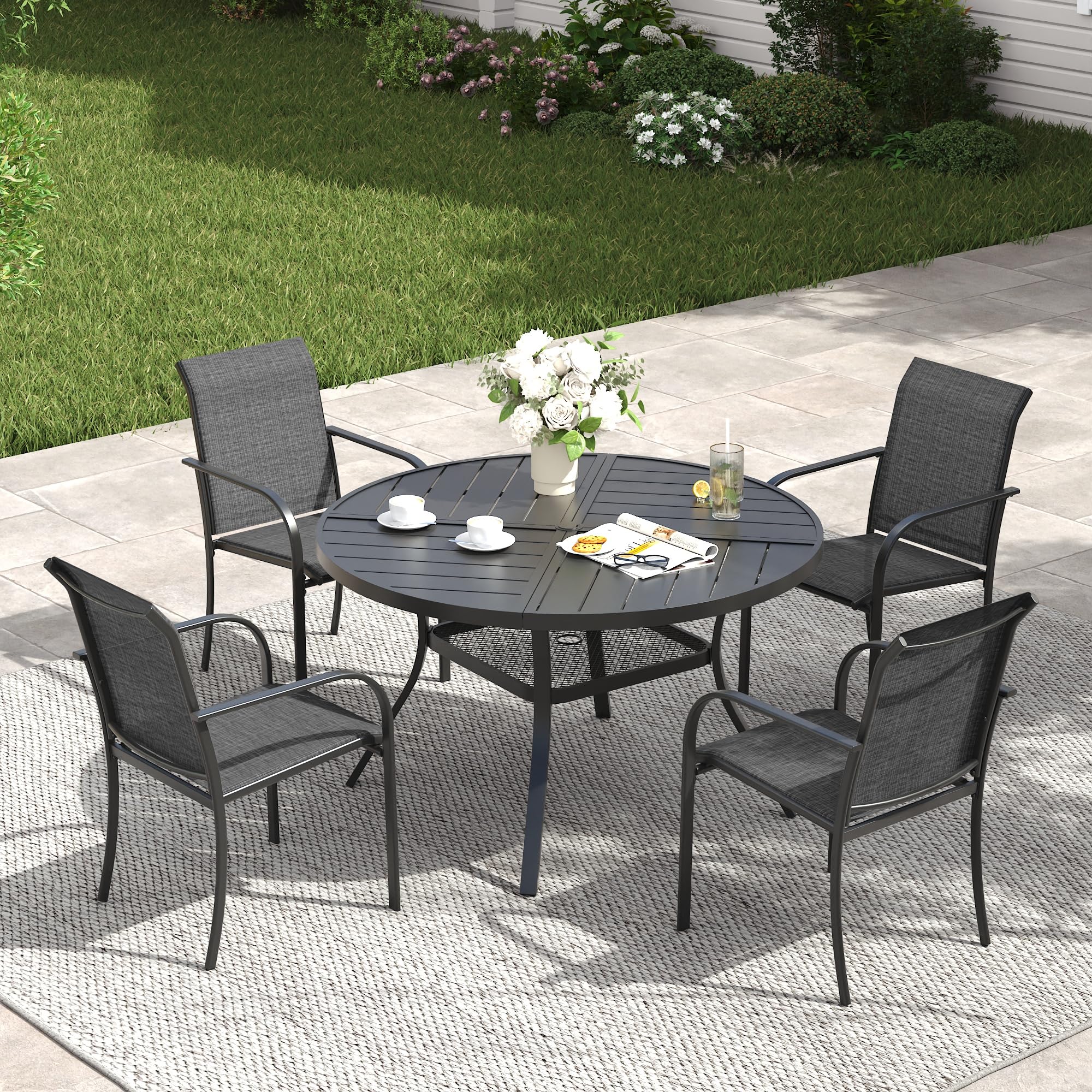 VICLLAX Patio Table and Chair Set of 4