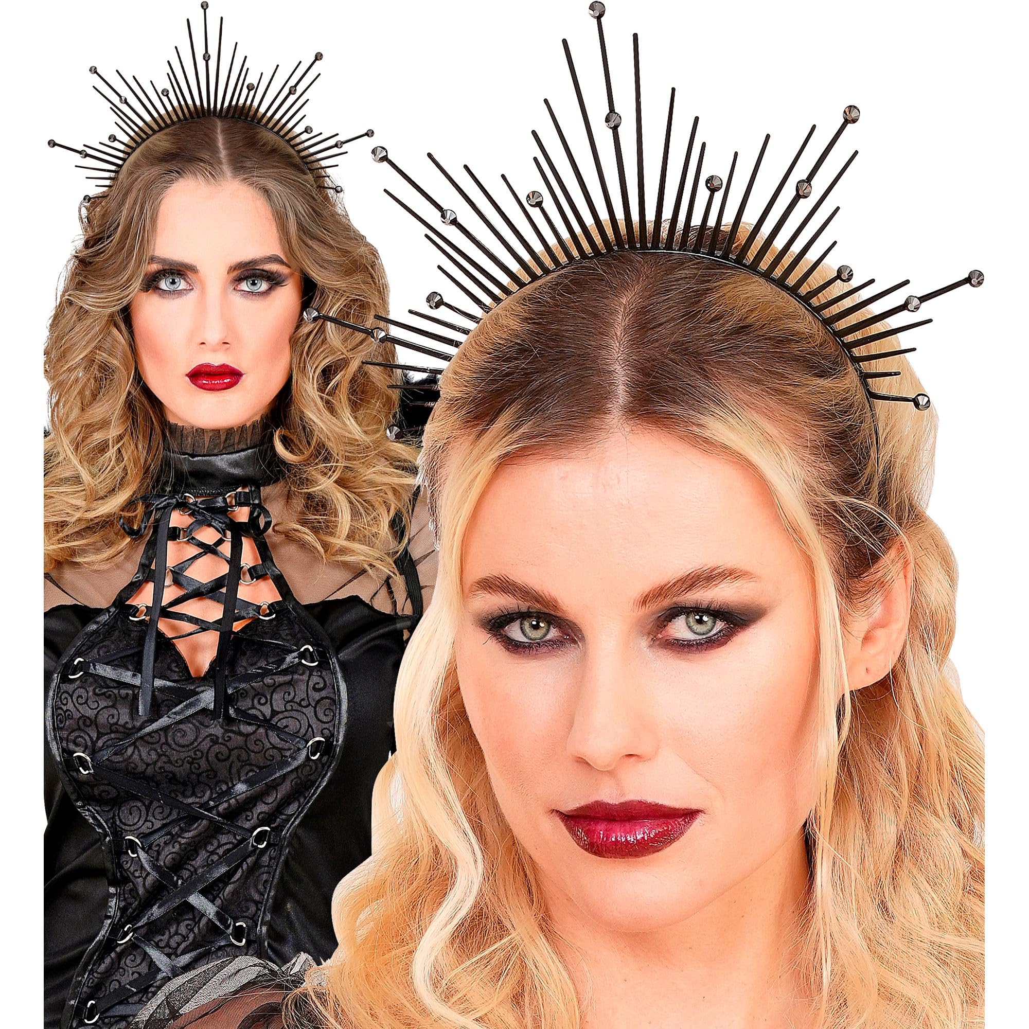 W WIDMANN MILANO Party Fashion - Adult Halo Headband Gold or Black, Costume Accessory for Carnival Halloween - Image 3