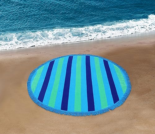 COTTON CRAFT Manta redonda de toalla de playa 100% algodón de terciopelo jacquard de 5 pies para piscina, toalla de pícnic, esterilla de meditación