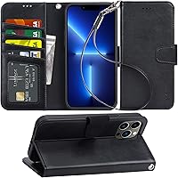 Vista 8 de Arae Funda compatible con iPhone 13 Pro Max con tarjetero y correa para la muñeca, funda con tapa para iPhone 13 Pro Max de 6.7 pulgadas