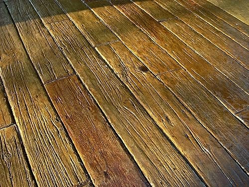 Weatherwood Plank - Juego de sellos de hormigón de Walttools | Losas realistas de madera dura, tapetes texturizantes de poliuretano resistentes,
