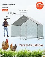 Vista 2 de VEVOR Gallinero grande de metal con corral, corral para pollos para patio con cubierta impermeable, 6.5 x 9.8 x 6.5 pies, gallinero grande con techo