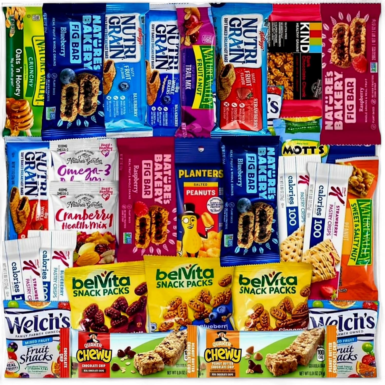 Healthy Snack Assortment for Adults, Kids – Premium 28 Count Variety Pack with Whole Grain Bars, Nut Mixes, and Real Fruit Snacks for Work, School, Travel, Gifting, or Family On-the-Go