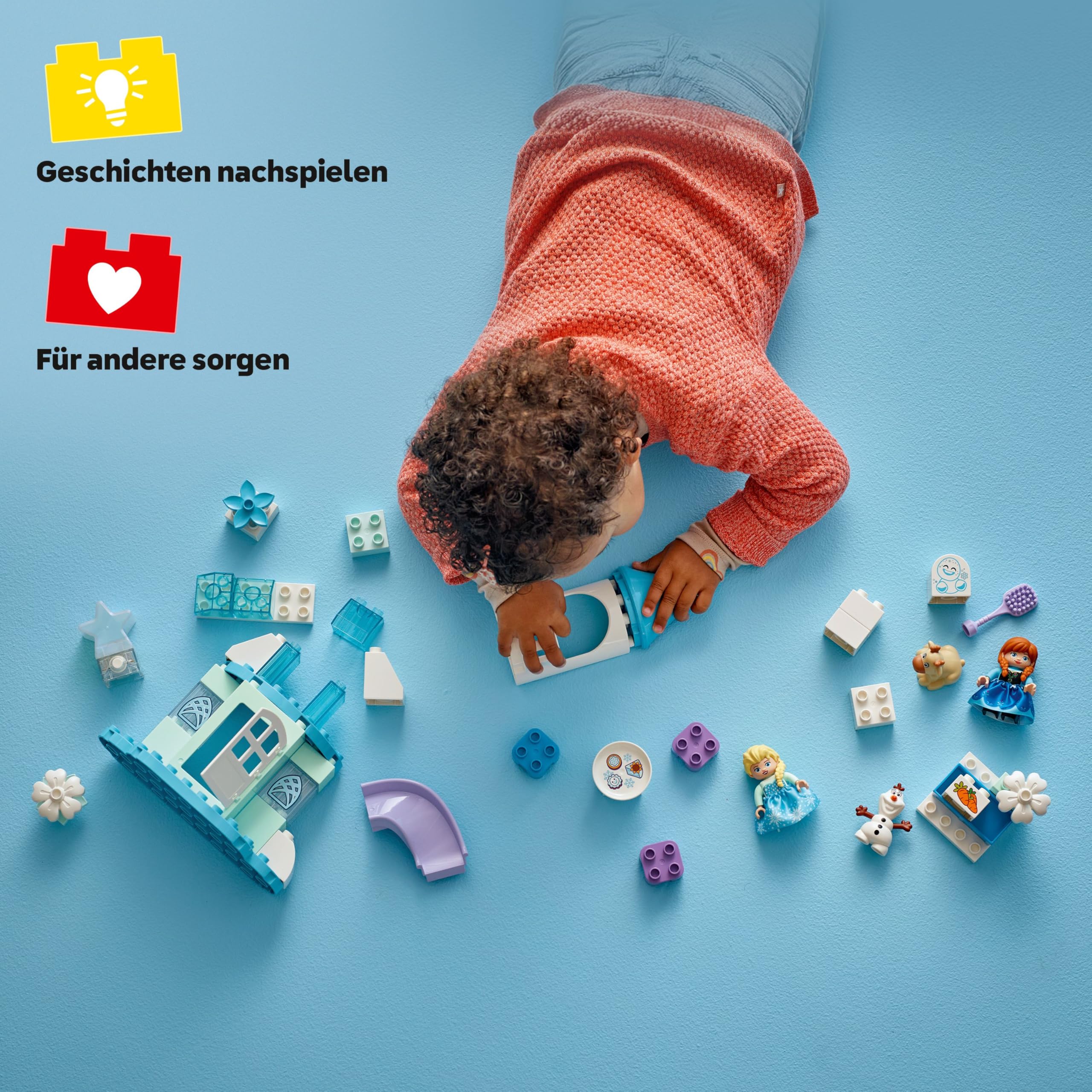 LEGO DUPLO │ Disney Annas und Elsas Party im Eispalast - Frozen Spielzeug mit ELSA Figur, Lichtstein & Zubehör - Kleinkinder Motorikspielzeug ab 2 Jahren - Minifiguren für Mädchen und Jungen - 10455