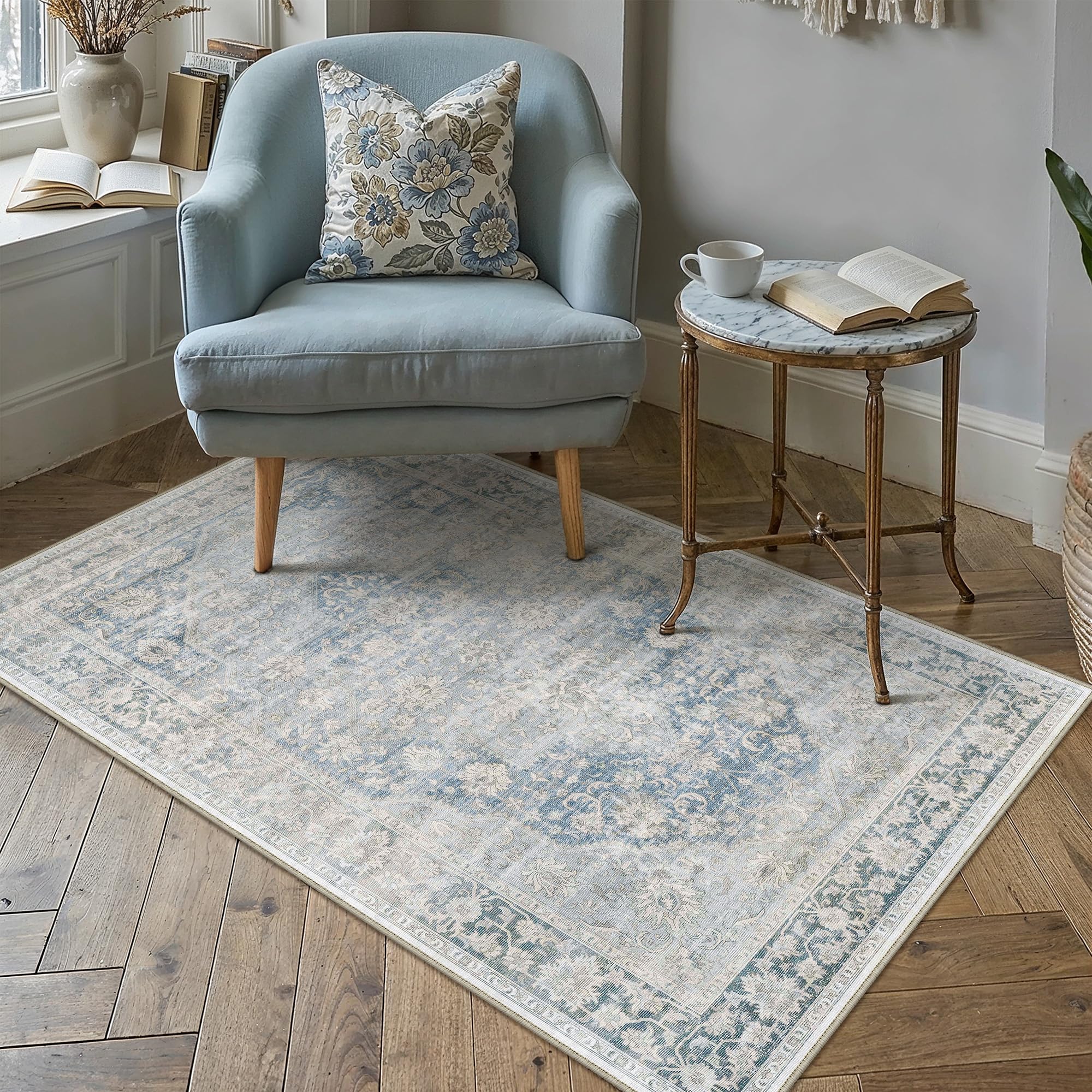 3x5 Blue Farmhouse Area Rug