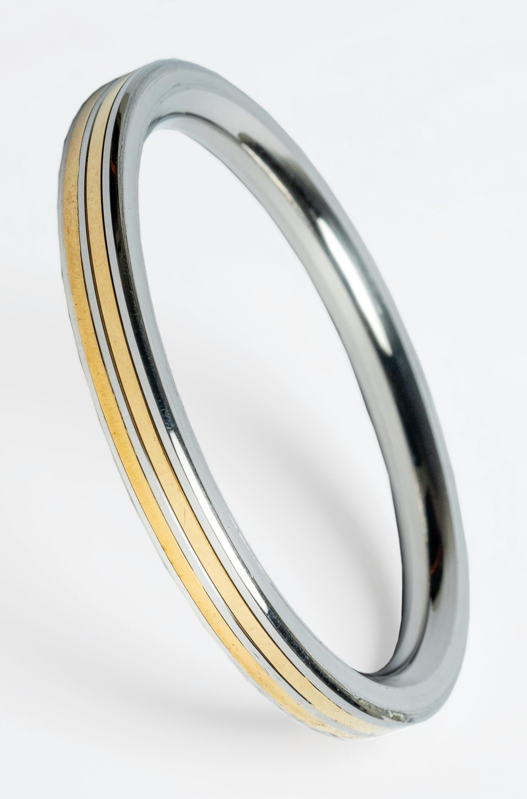 Stainless Steel and Brass Designer 2 Lines Kada for Men 6 mm thickness