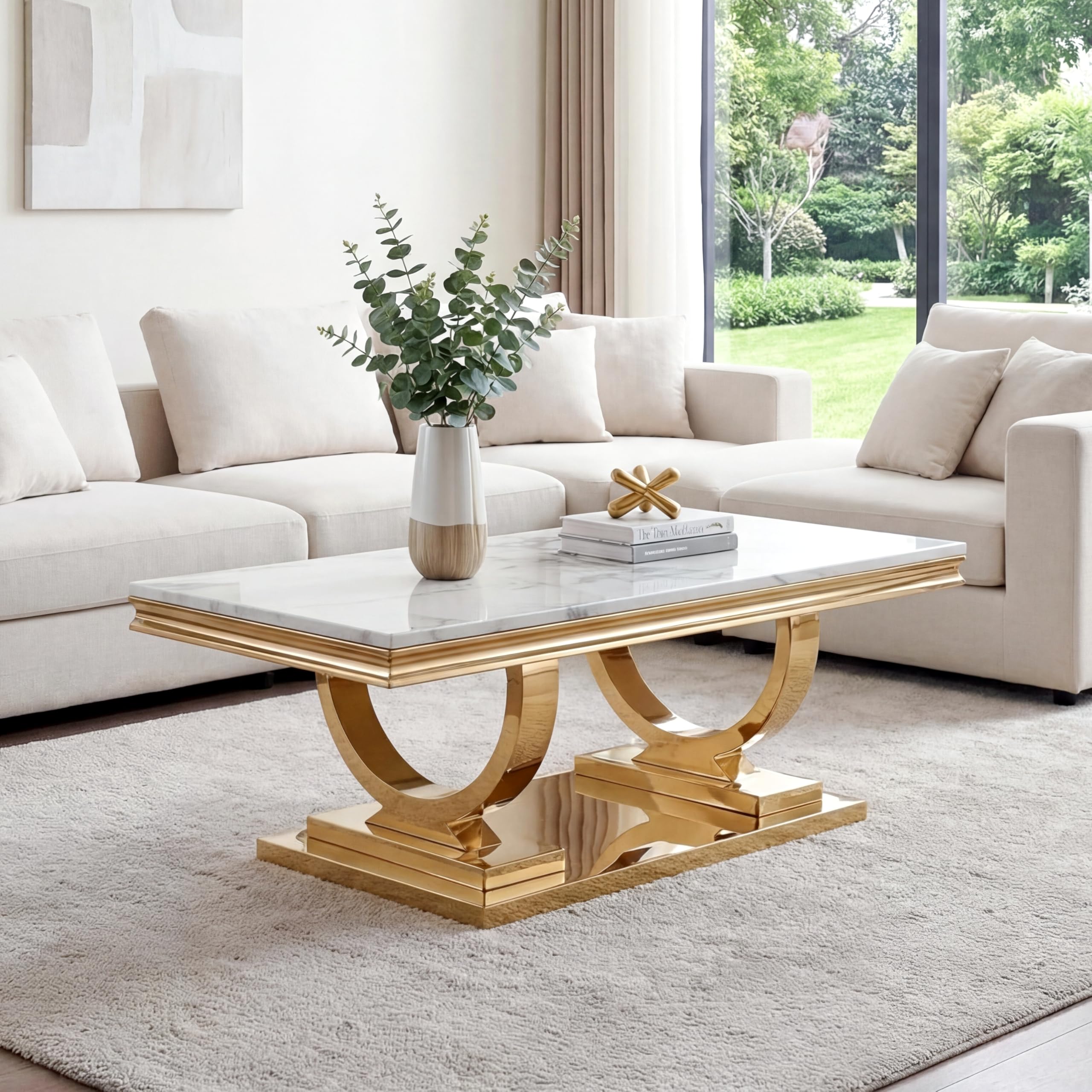 再入荷！！【送料無料】Marble Center Table 75 / WH Amazon.com: Marble Coffee Table, 47