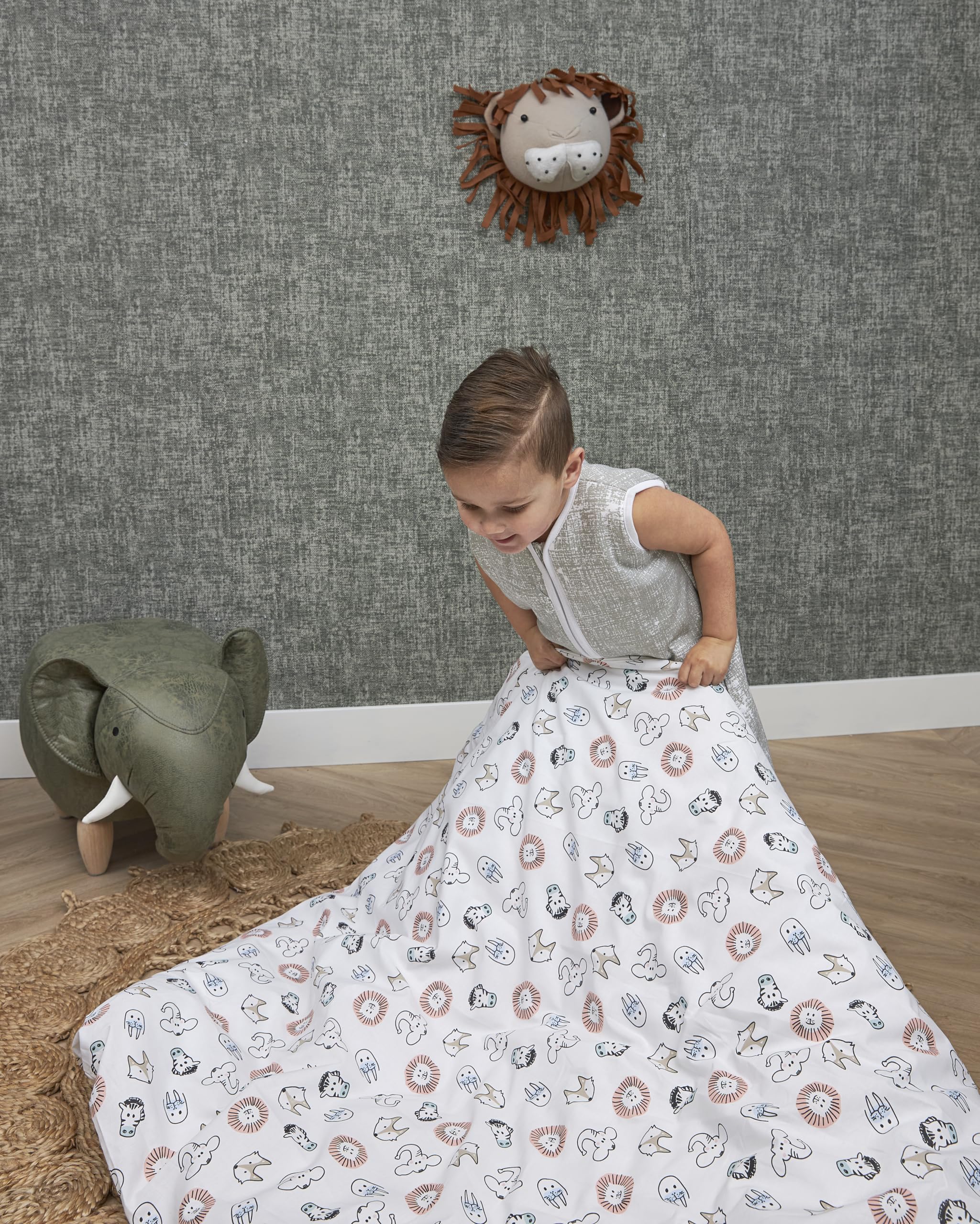 Meyco Baby Bettwäsche fürs Juniorbett - Größe 120x150 cm - Set inkl. Kopfkissenbezug - 100% Baumwolle - Oeko Tex Zertifiziert - weich - atmungsaktiv - waschbar & trocknergeeignet - Animal - Weiß