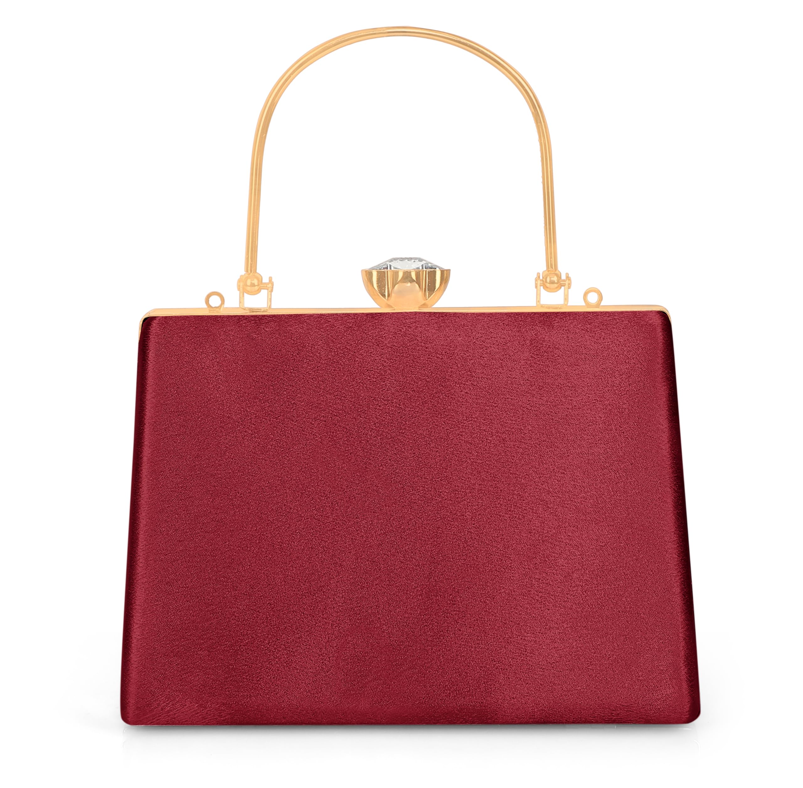 MISHA Crystal Radiance Clutch for Women with Handle and Chain Strap (MAROON) 1
