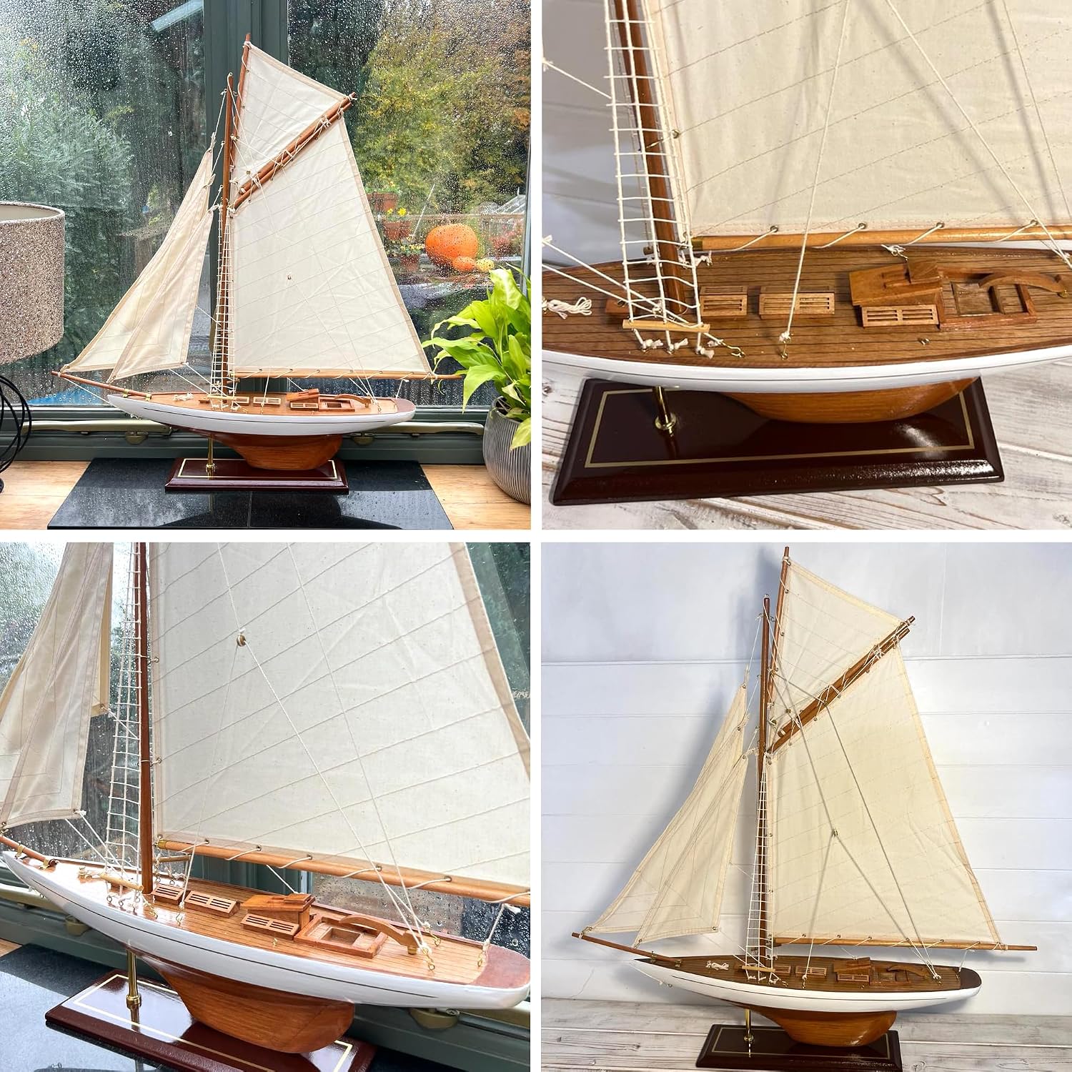 Thorness Fully Rigged Lulworth Model Yacht | 65cm (L) x 72cm (H) | Nautical Ornament | Sailboat Model | Lulworth Sailing Ship Model | Fully Assembled Model Boat Ready for Display