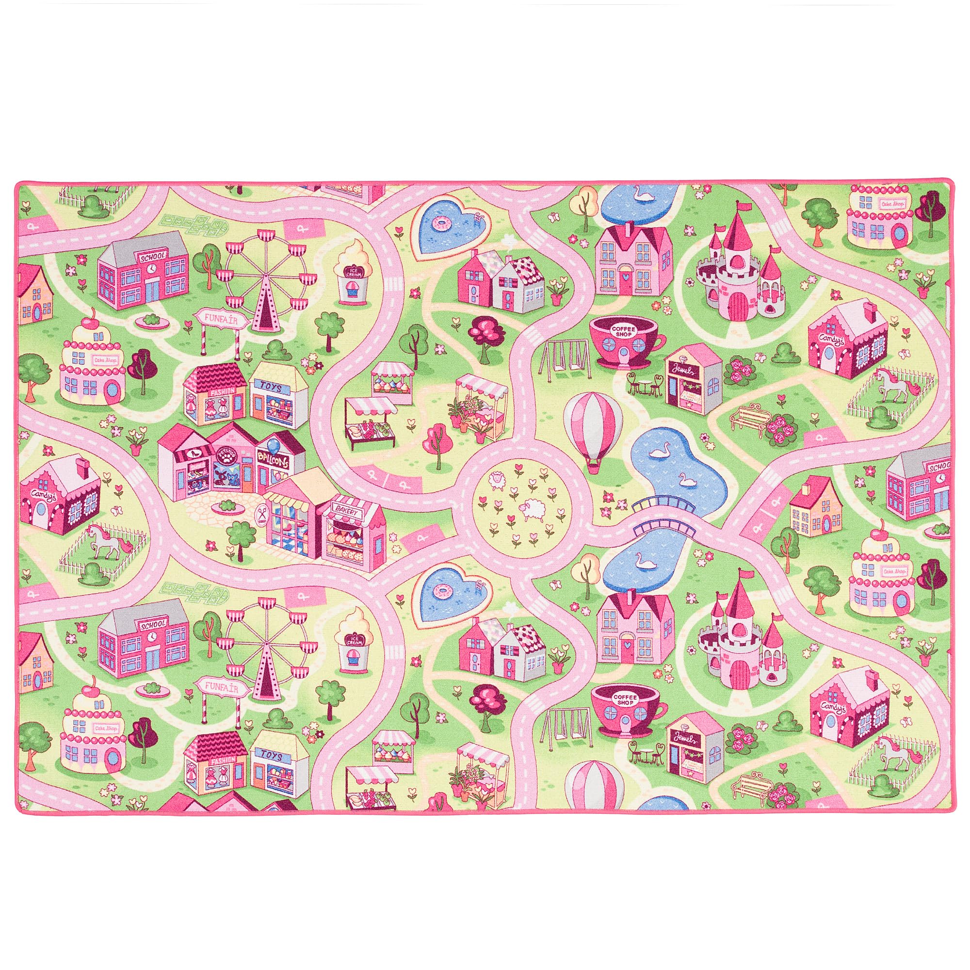 Snapstyle Alfombra Infantil Carretera para Chicas - Rosa - 17 tamaños