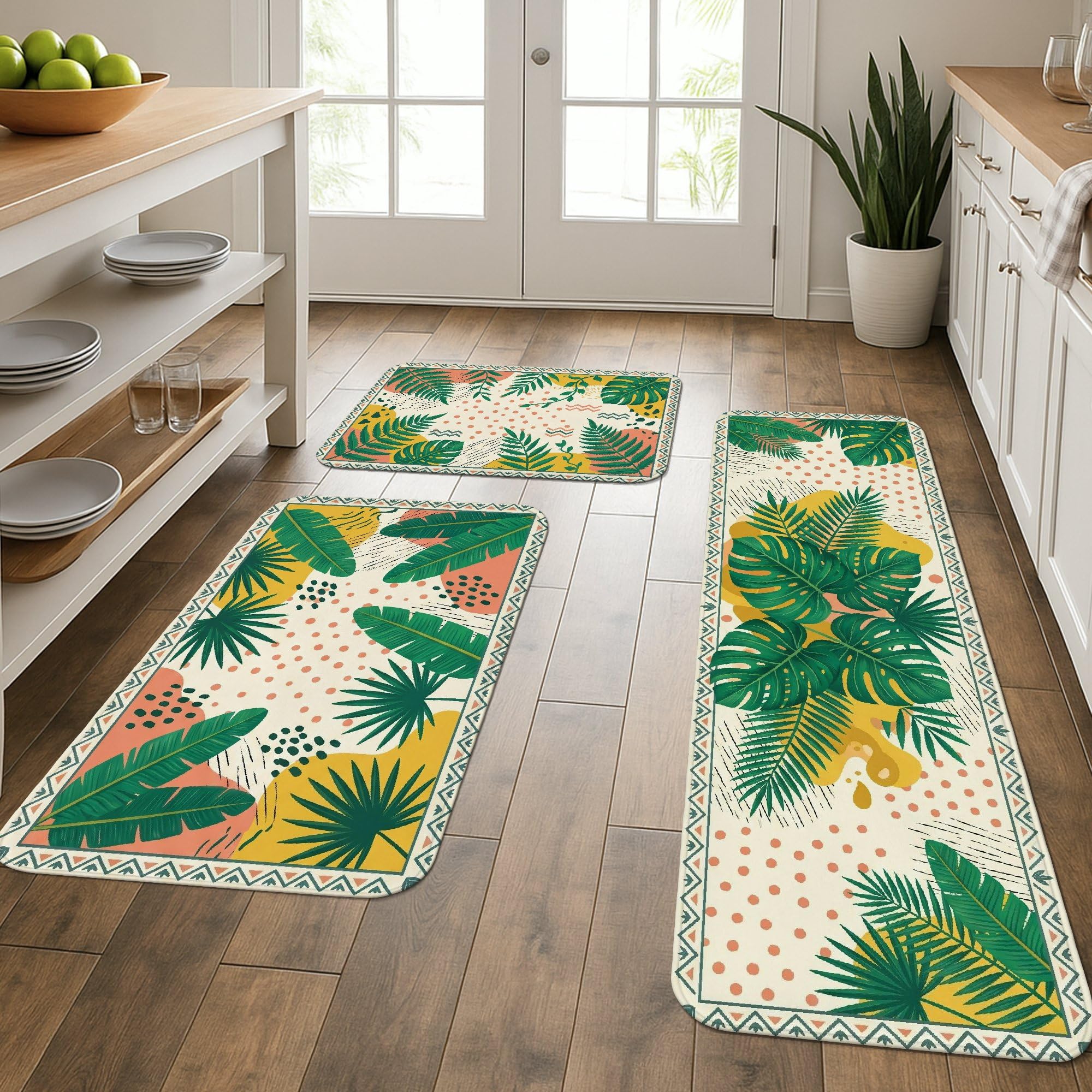 Tapis de cuisine pour évier et buanderie style bohème moderne lot de 3