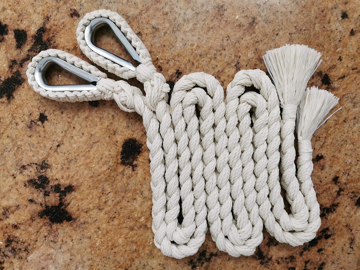 Hammock Ropes + S Hooks (Standard Length -, Natural Ropes with Loop/Ring in One End)