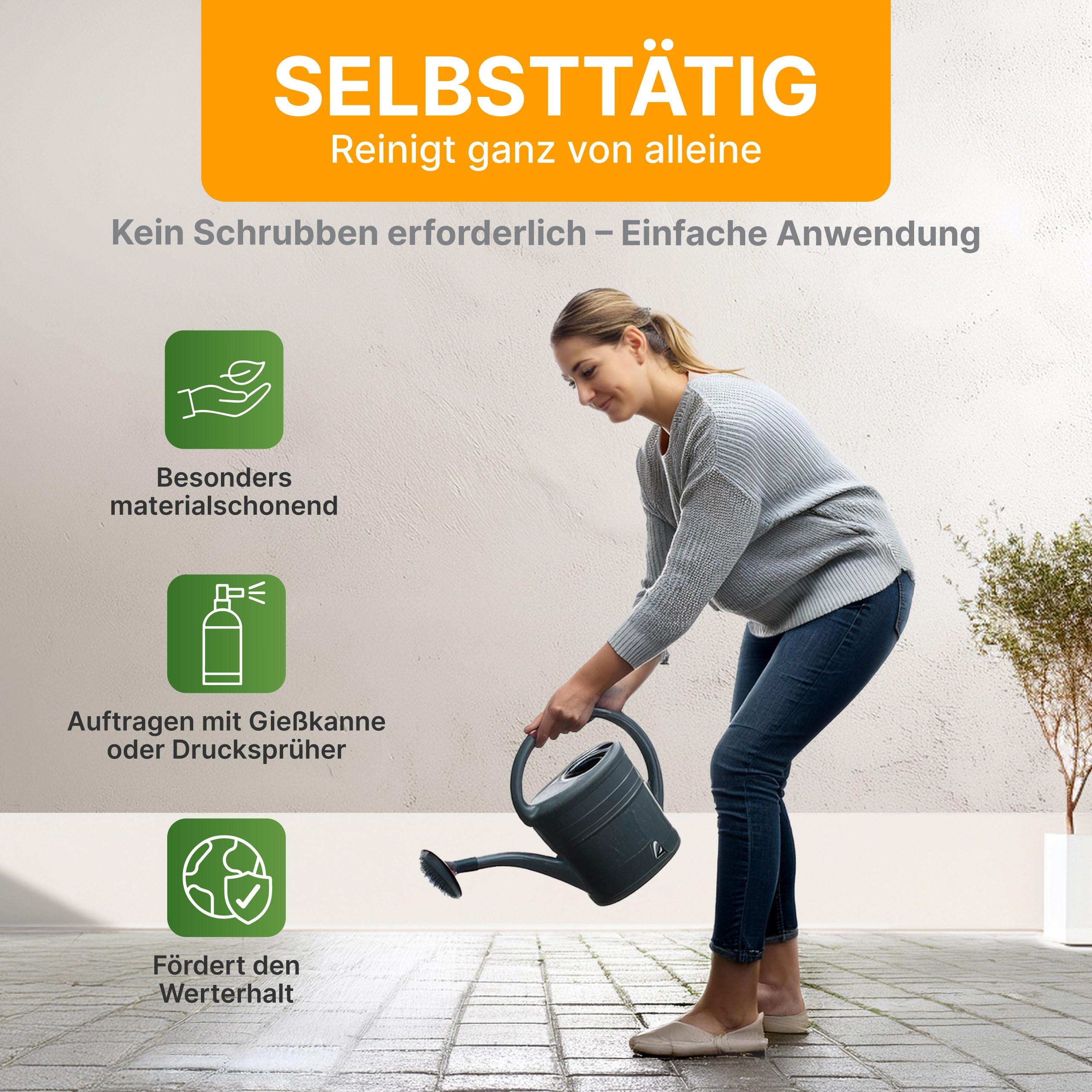 A.K.B. Steinreiniger und Fassadenreiniger S Konzentrat bis 3000m², 0531(5L) Flechtenentferner,Dachreiniger, Grünbelagentferner (bedingt für Farbiges)