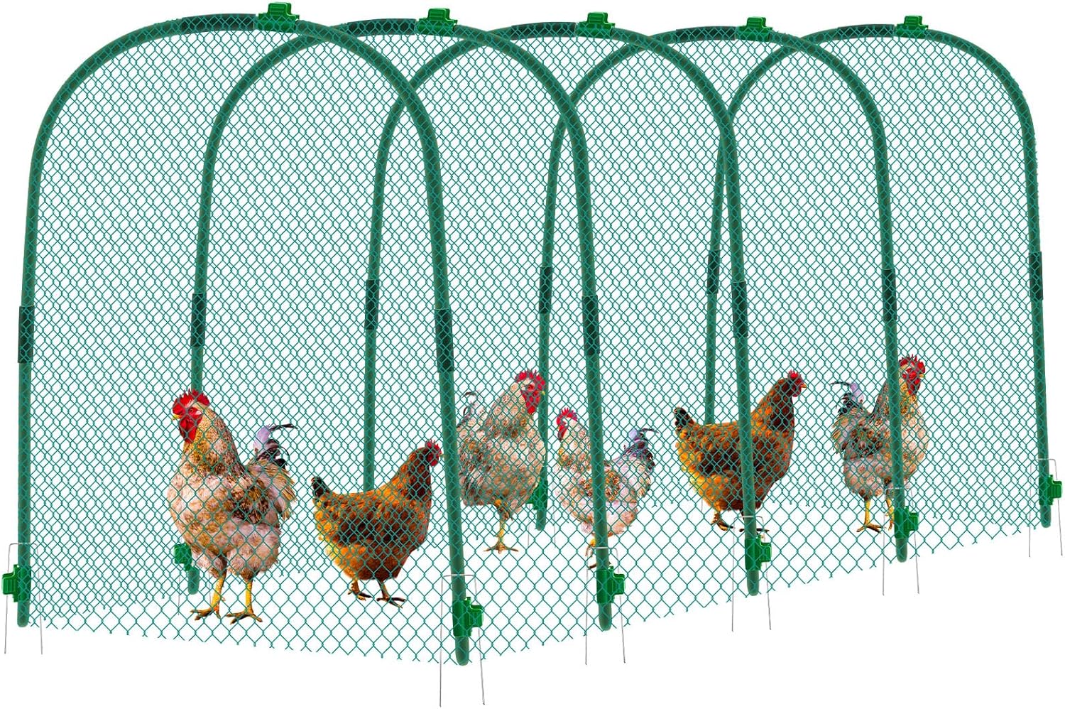 Large Chicken Tunnel Coop Run, 157 × 31.5 x 25.5 Inch, Easy to Install Green Yard Poultry Tunnel for Outdoor Yard, Ideal for Chickens, Ducks, Rabbits, and Small Animals