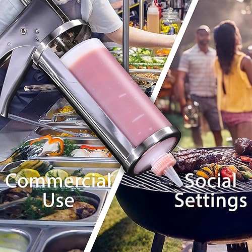 Miniatura 4 de Prince Castle Dispensador de salsas, pistola de salsa de 1 oz, color verde, dispensador comercial para salsas gruesas y pesadas como tártaro,