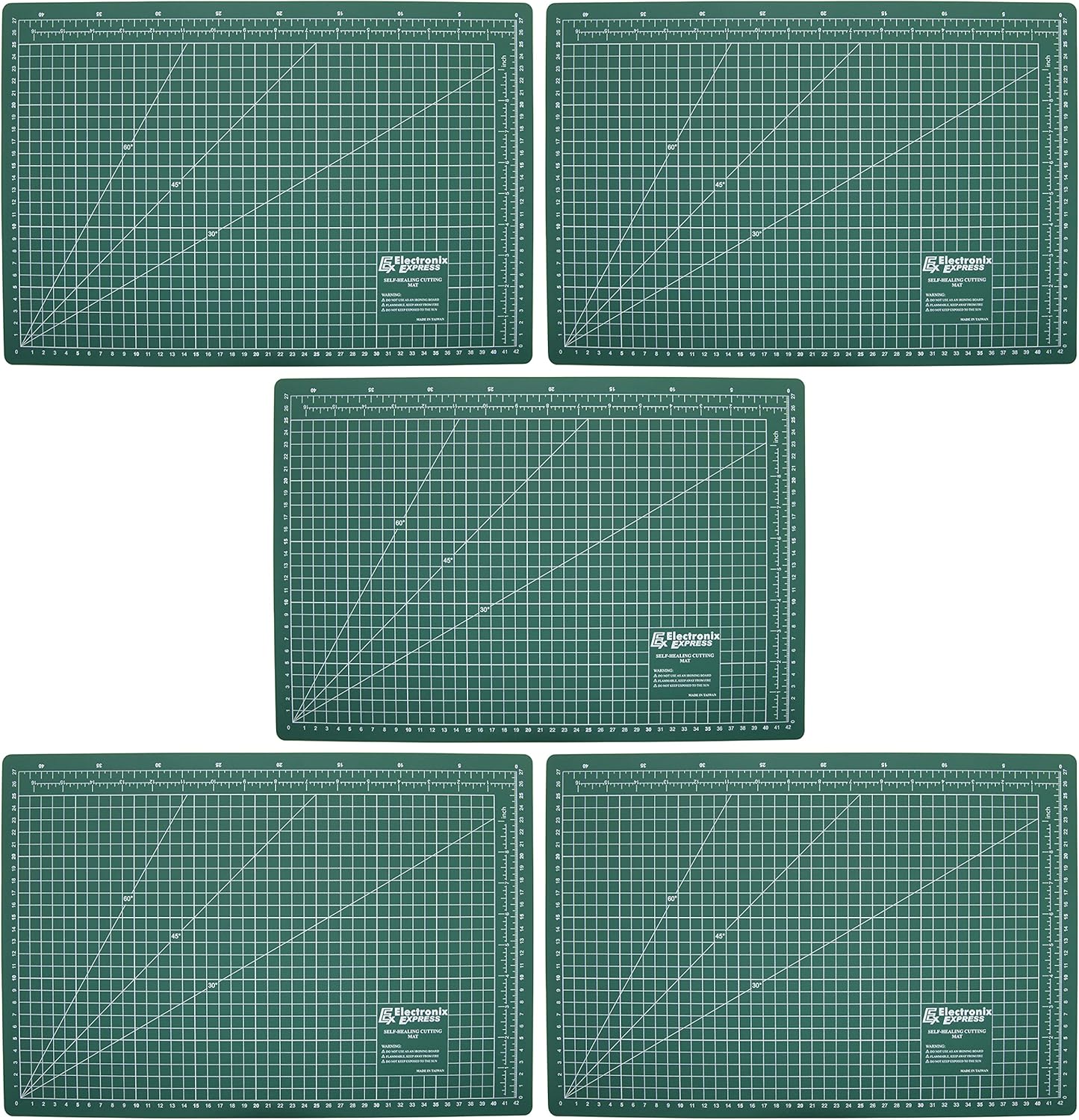 ELECTRONIX EXPRESS 15 Pack Metric Self-Healing Cutting Mat 45cm x 30cm (17.71" x 11.81") with Grid Lines 40cm x 25cm, Green, 3mm Thick