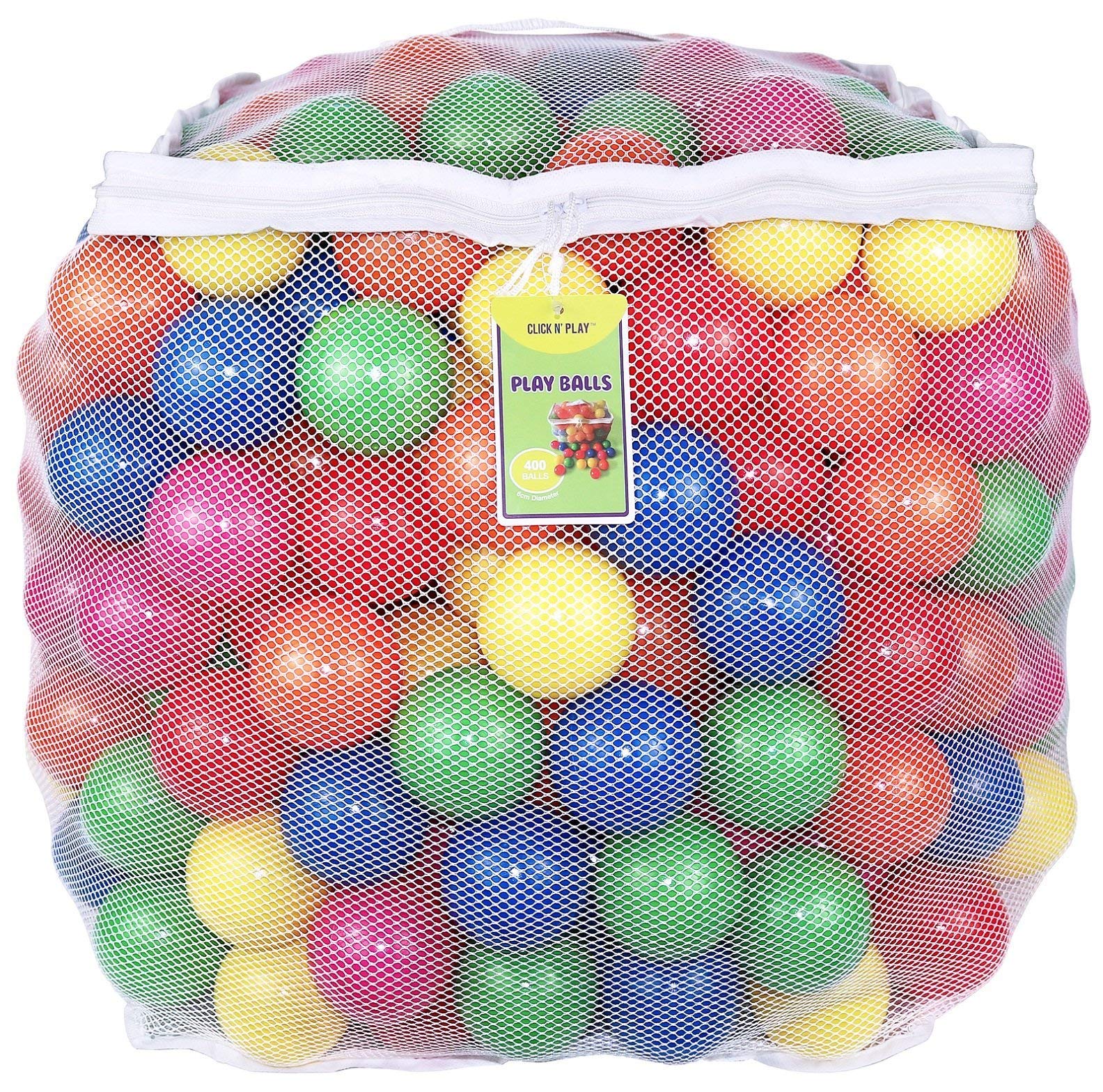 Click N' Play Plastic Balls for Ball Pit, Phthalate & BPA Free, Crush Proof Play Balls for Ball Pit, Pit Balls in Assorted Colors in Reusable and Durable Storage Mesh Bag with Zipper | 200, 1000 count