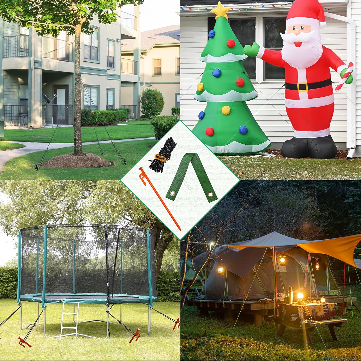 Tree Straightening Kit 6 Pack - Supports and Stake for Leaning Trees, 13.12 Feet Straps for Young Growth